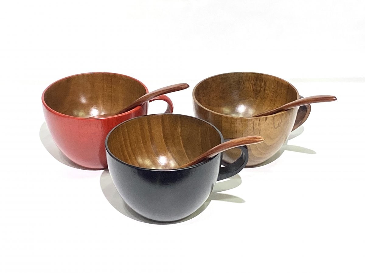 【業界最安値】木製ラージスープカップ　木製スプーン付き