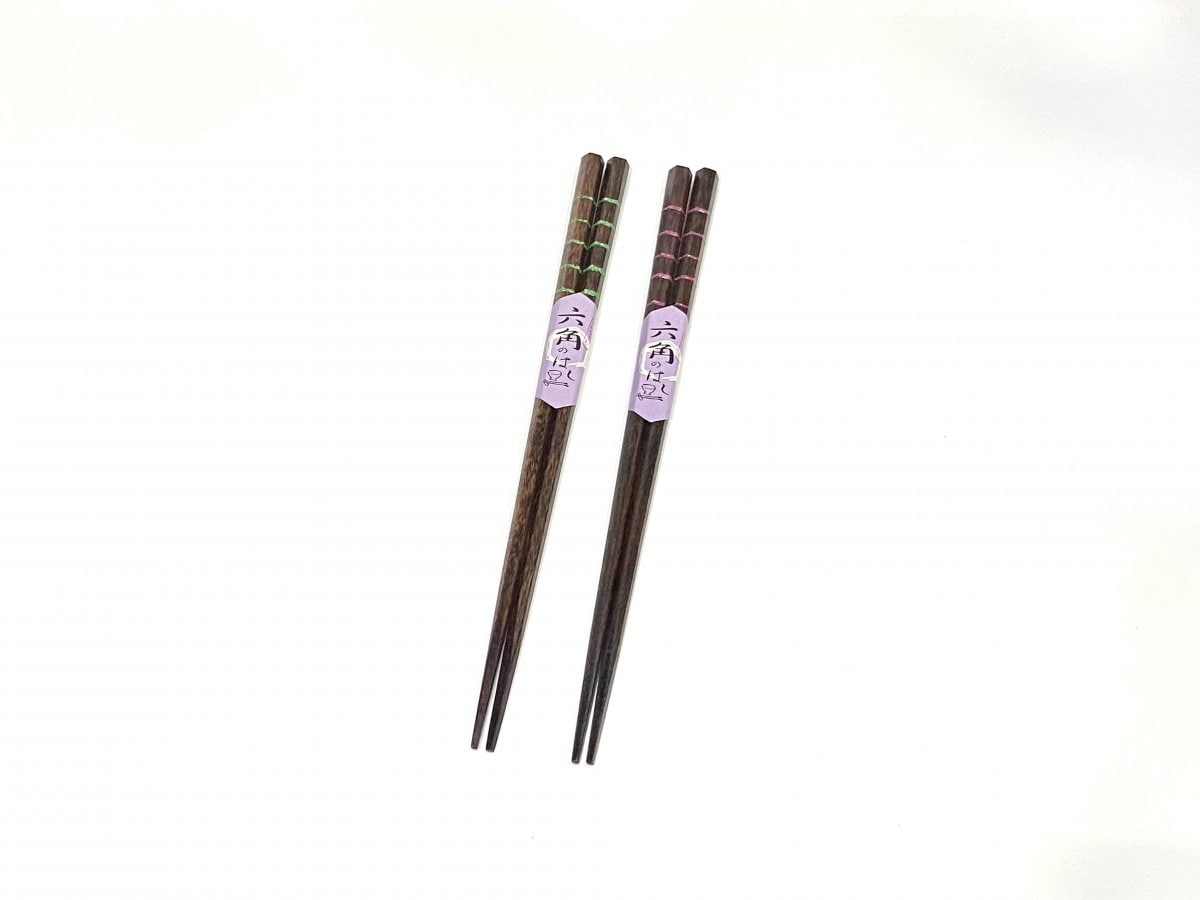 【全国送料込み】天然木 六角ライン夫婦箸