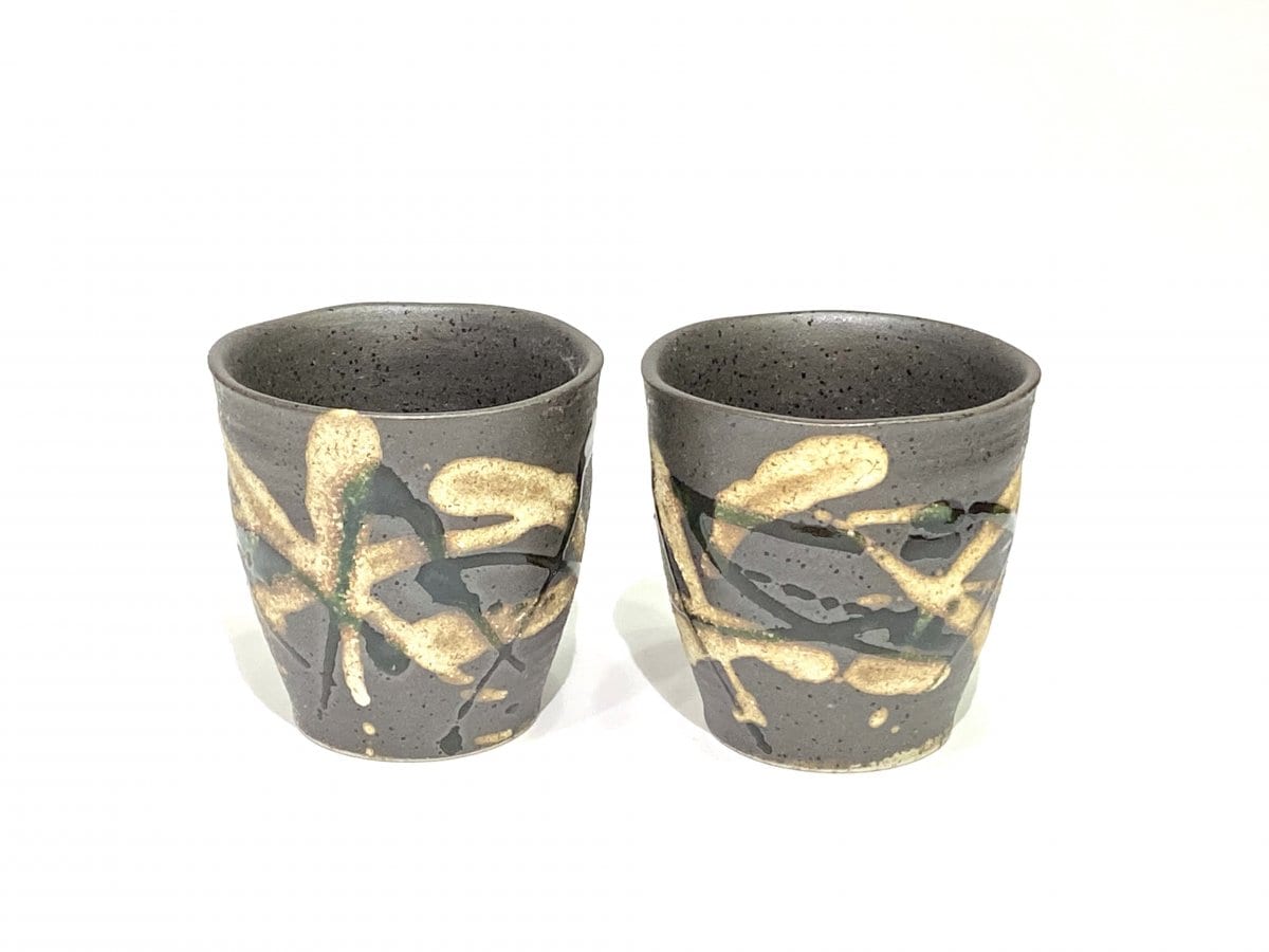 【手描き】織部乱ビードロペアフリーカップ