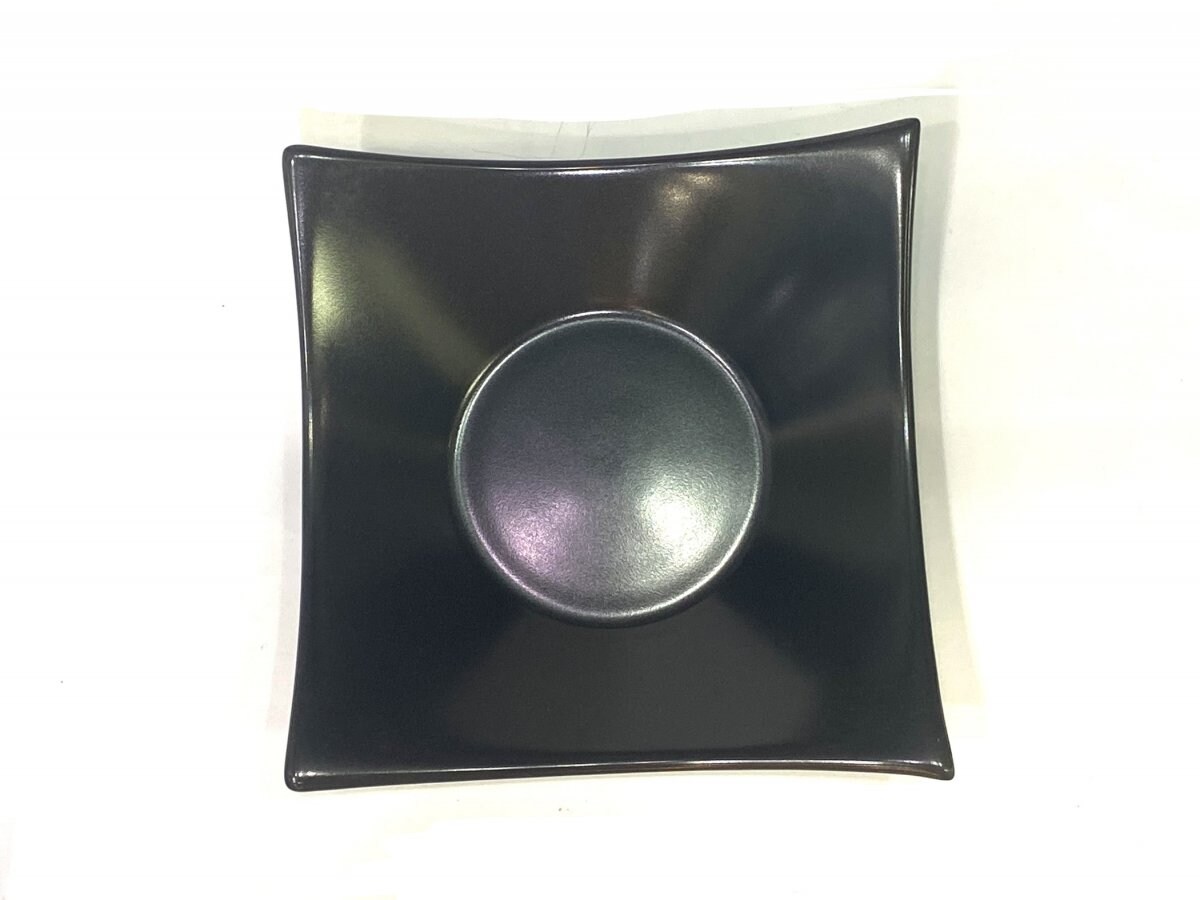 黒マット 四方上がり14cm深皿