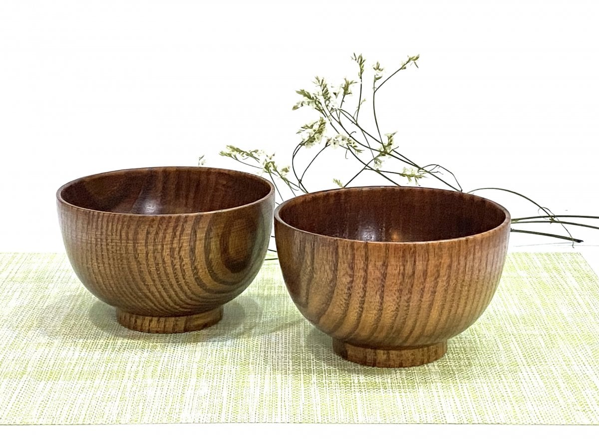 なつめ木製　たっぷり大汁椀13cmペアセット