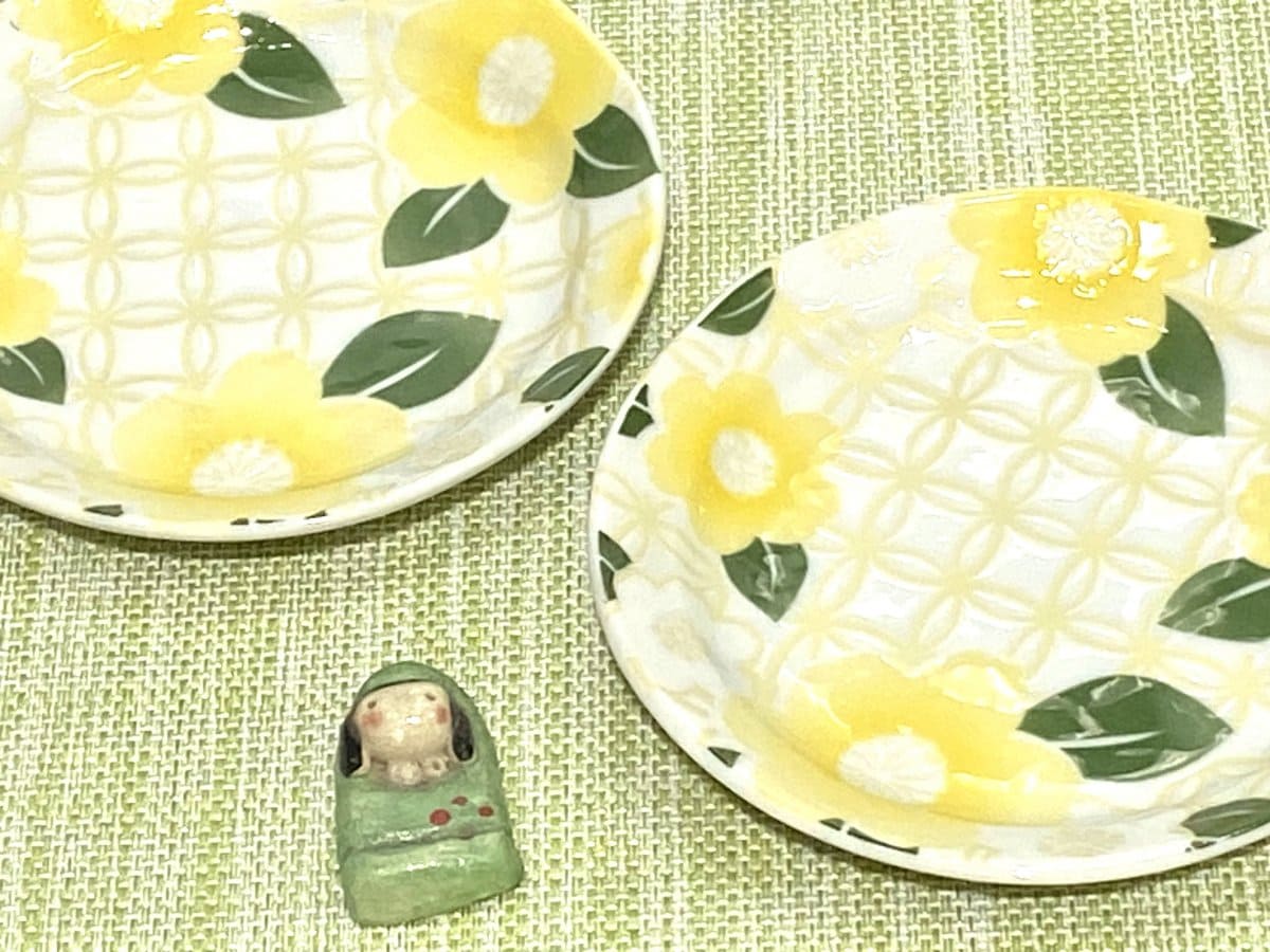 和皿　黄色七宝椿中皿