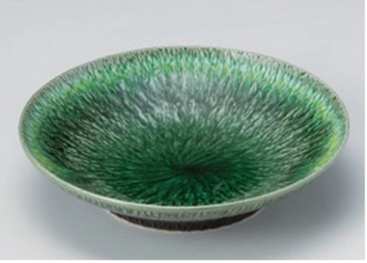 緑釉黄流しトチリ8寸鉢(24cm)