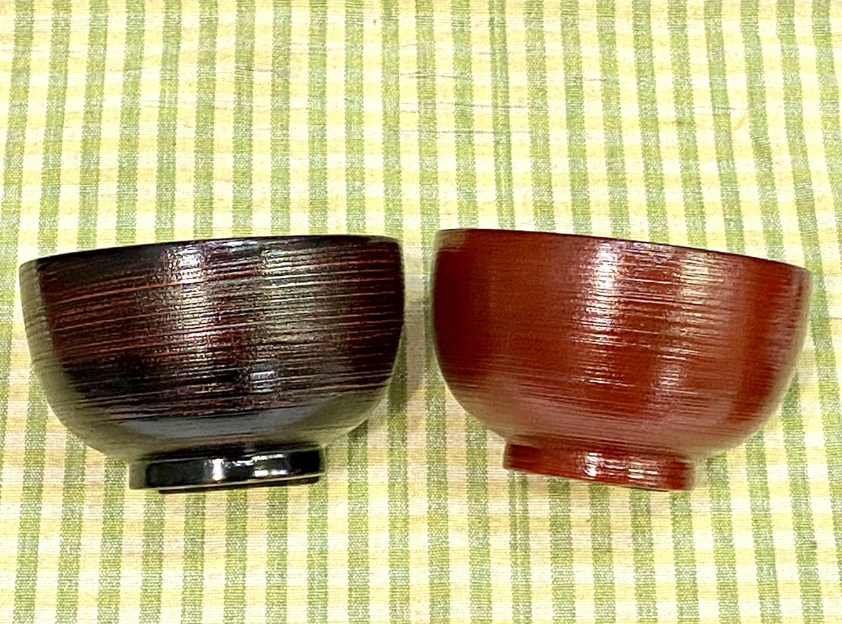 木製　刷毛目大汁椀　根来or曙