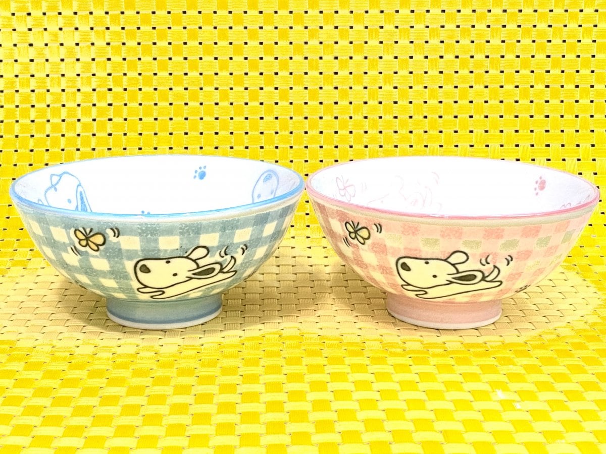 ワンダフル わんわんブルーorピンク子供茶碗