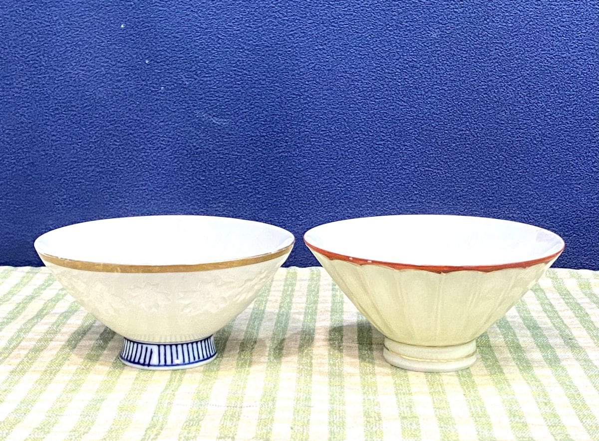 昭和レトロ　朝顔型茶碗2種類