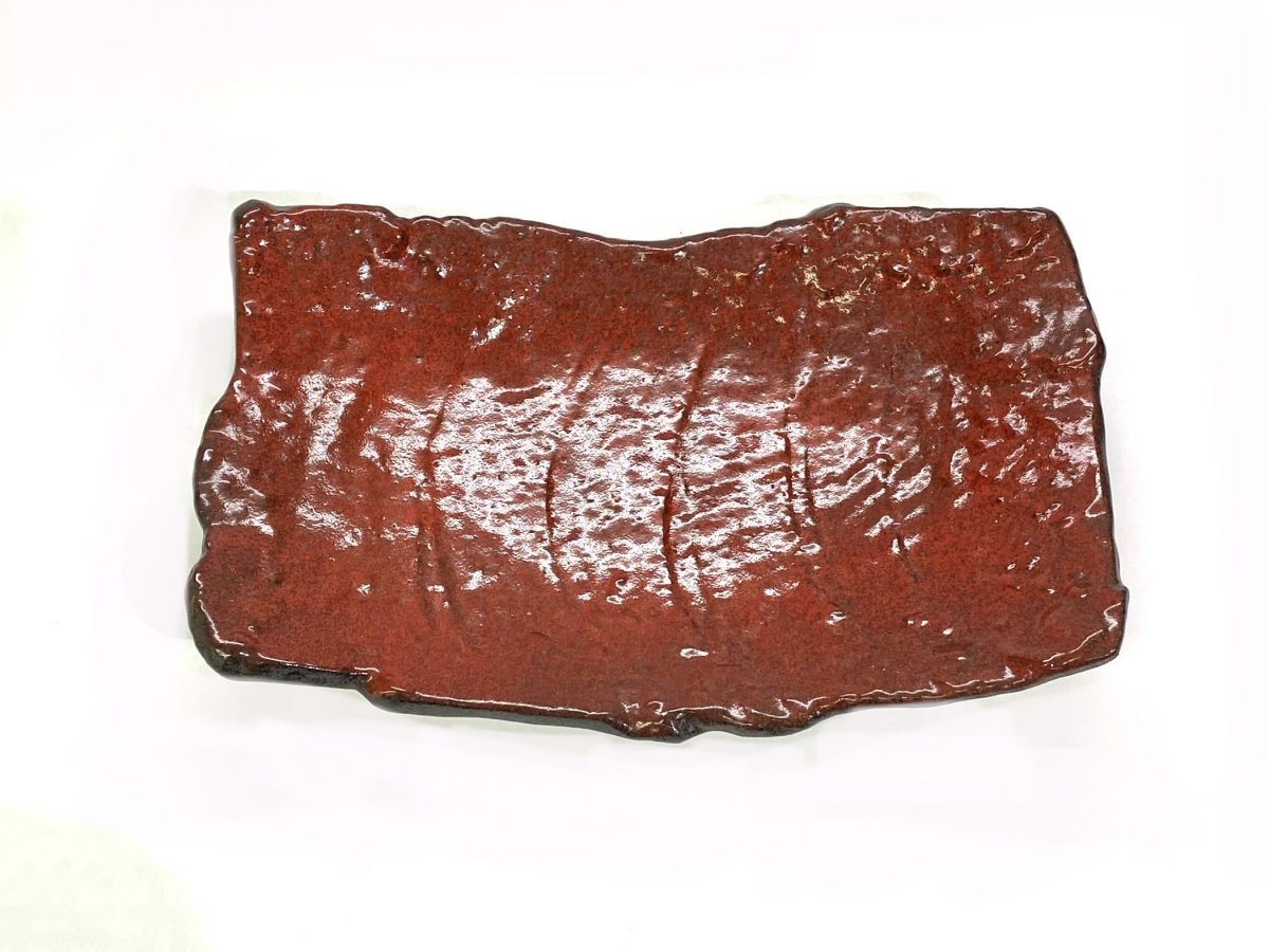 【大特価】紅黒炭変形角皿