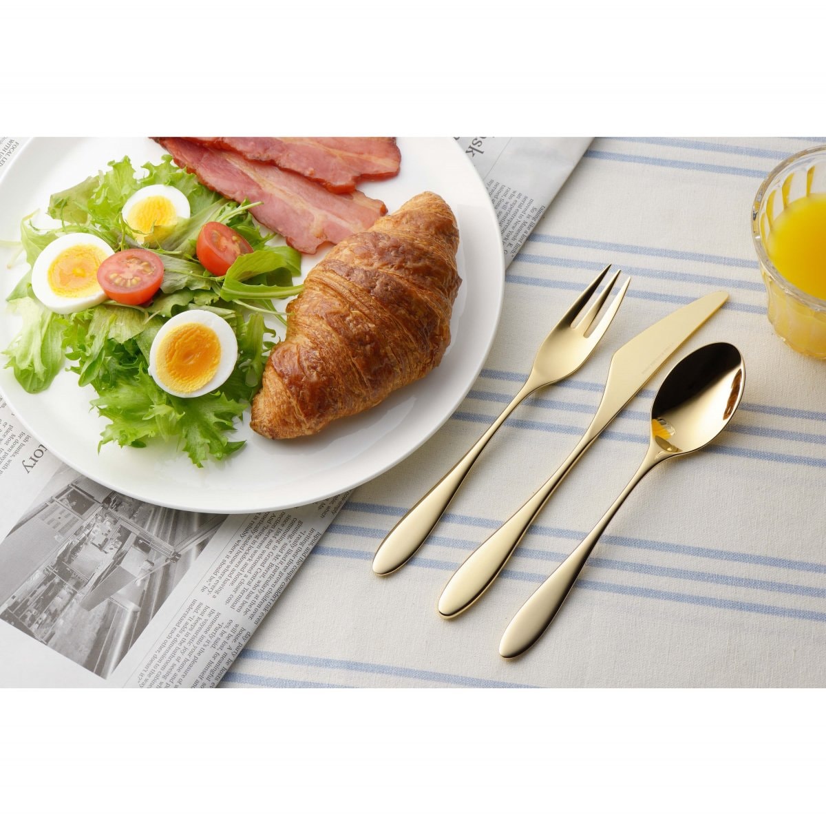 【デザートナイフ(SH)】TRIO ボレロ カラー / ゴールドミラー　(シンプルで上品なデザインのカトラリー！)