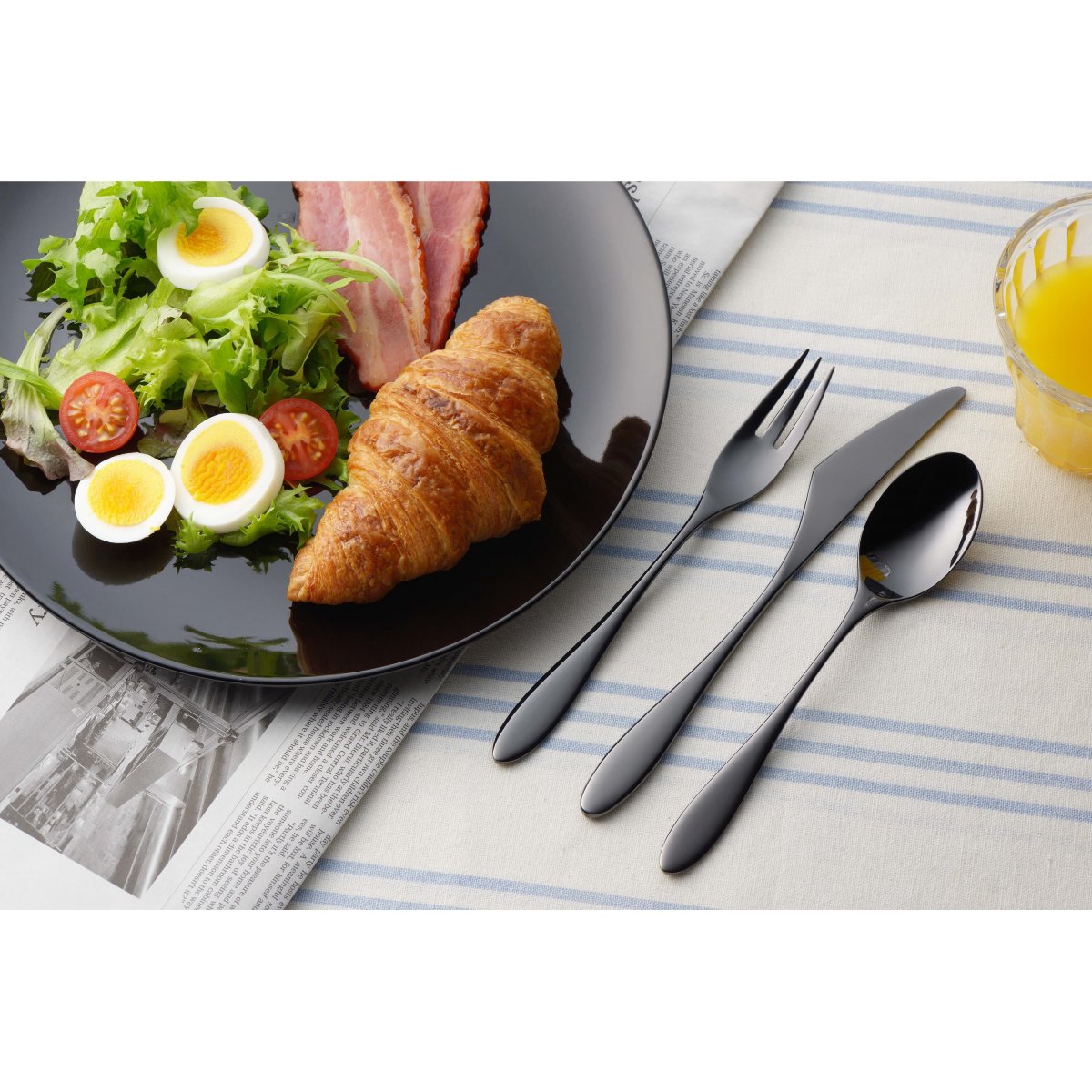 【デザートフォーク】TRIO ボレロ カラー / ブラックチタンミラー　(シンプルで上品なデザインのカトラリー！)