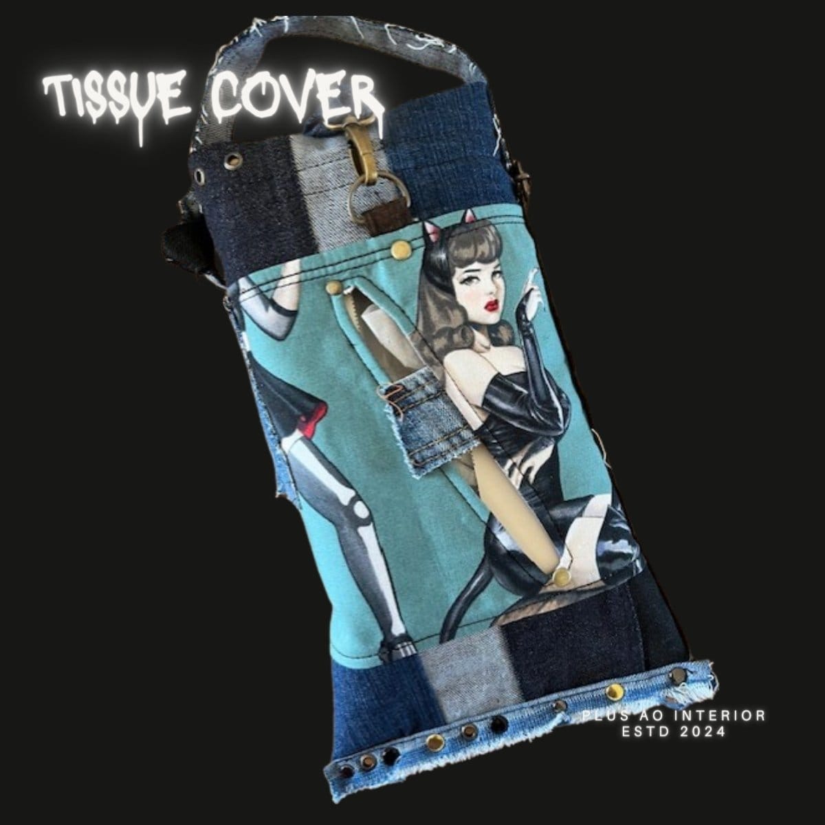 セクシー魔女の箱ティッシュカバー　美女　デニム