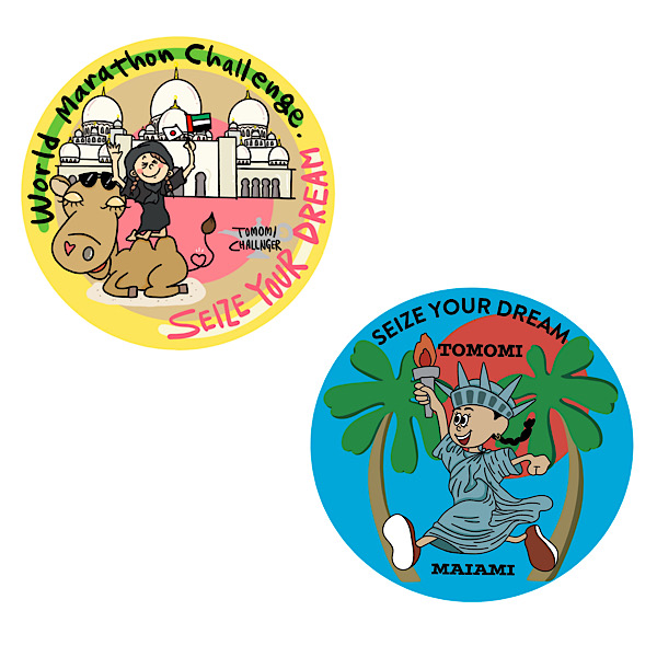 尾藤朋美七大陸マラソン世界記録達成ステッカー(7枚)&サイン入りカード