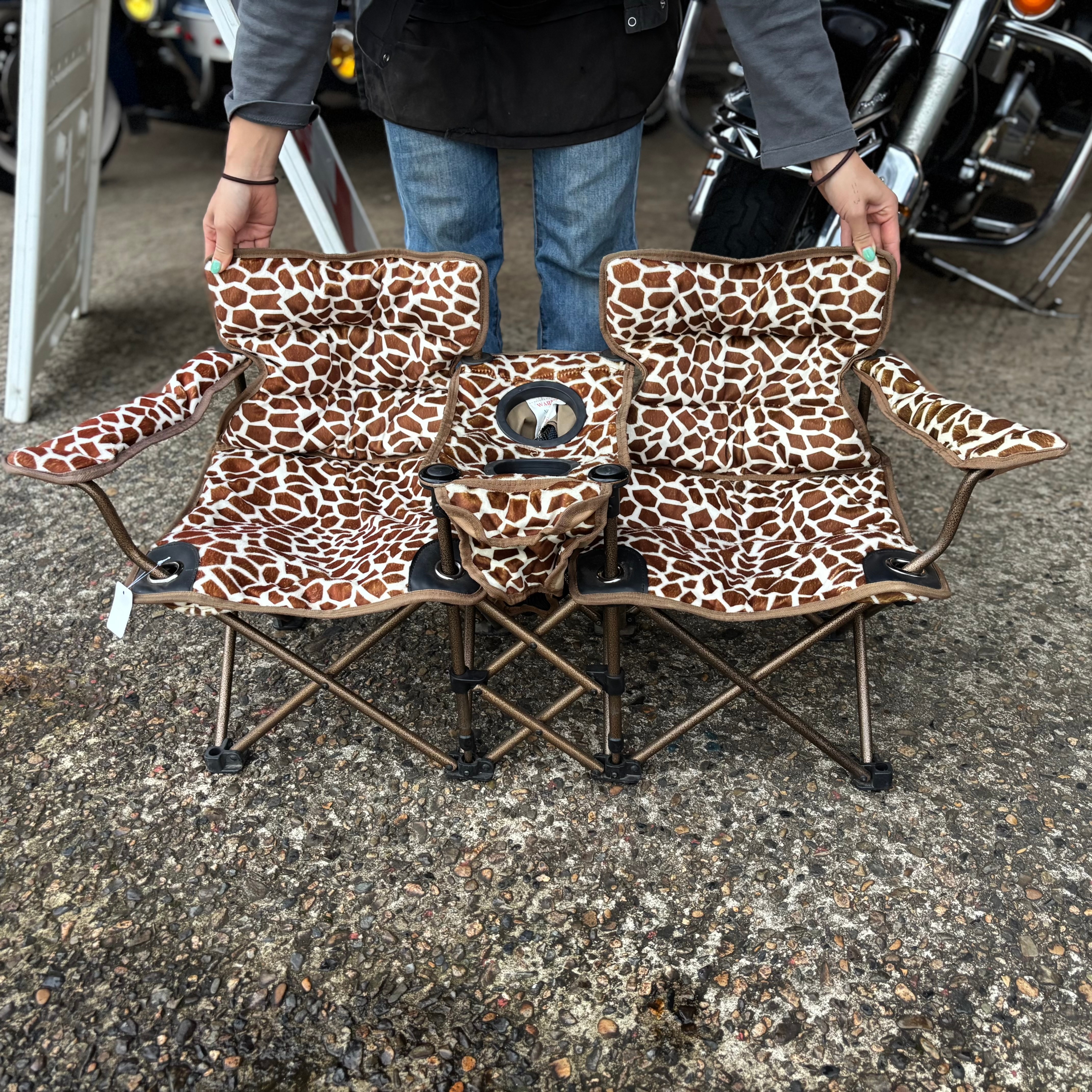 Giraffe Pattern Double Folding Chair