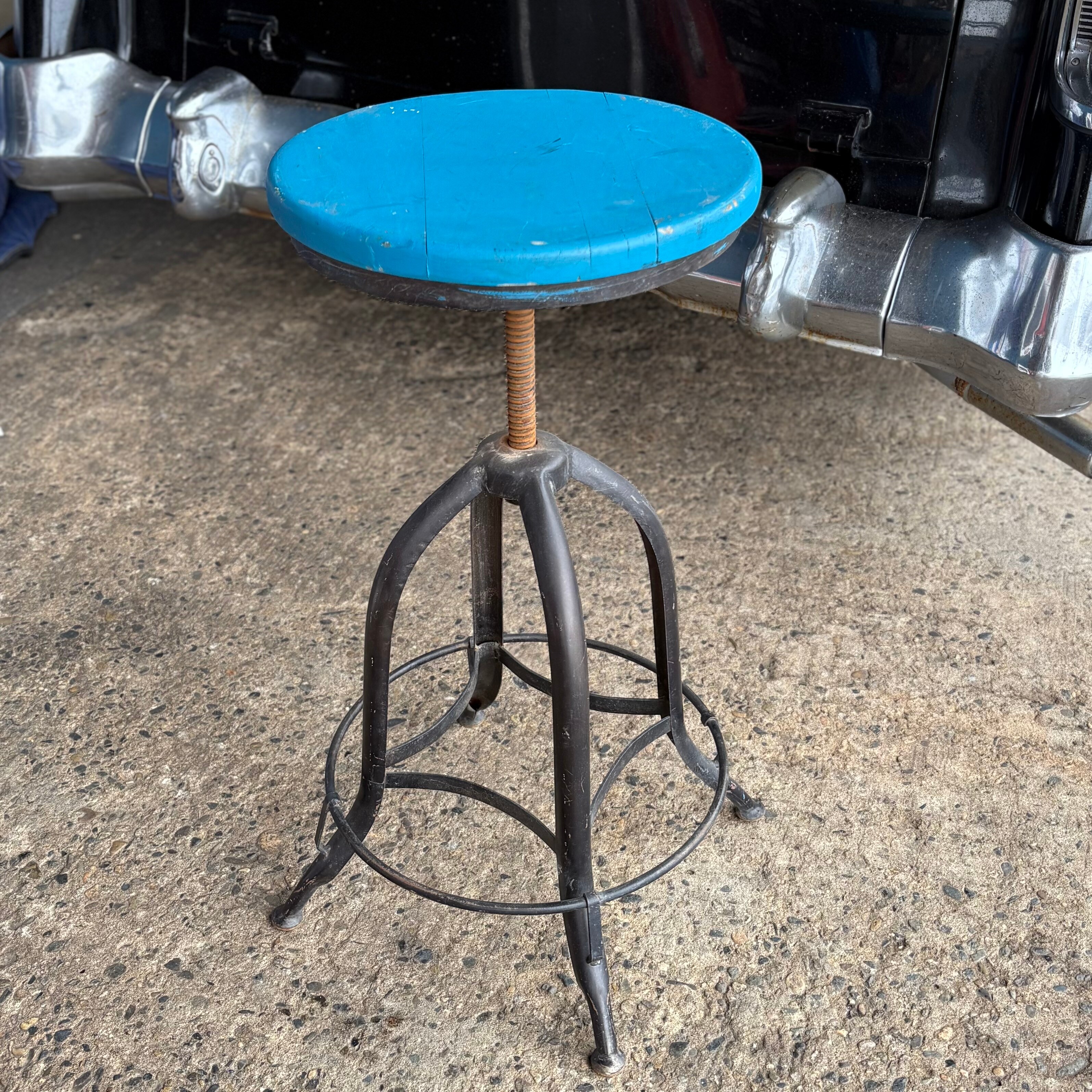 Industrial Blue Stool Chair