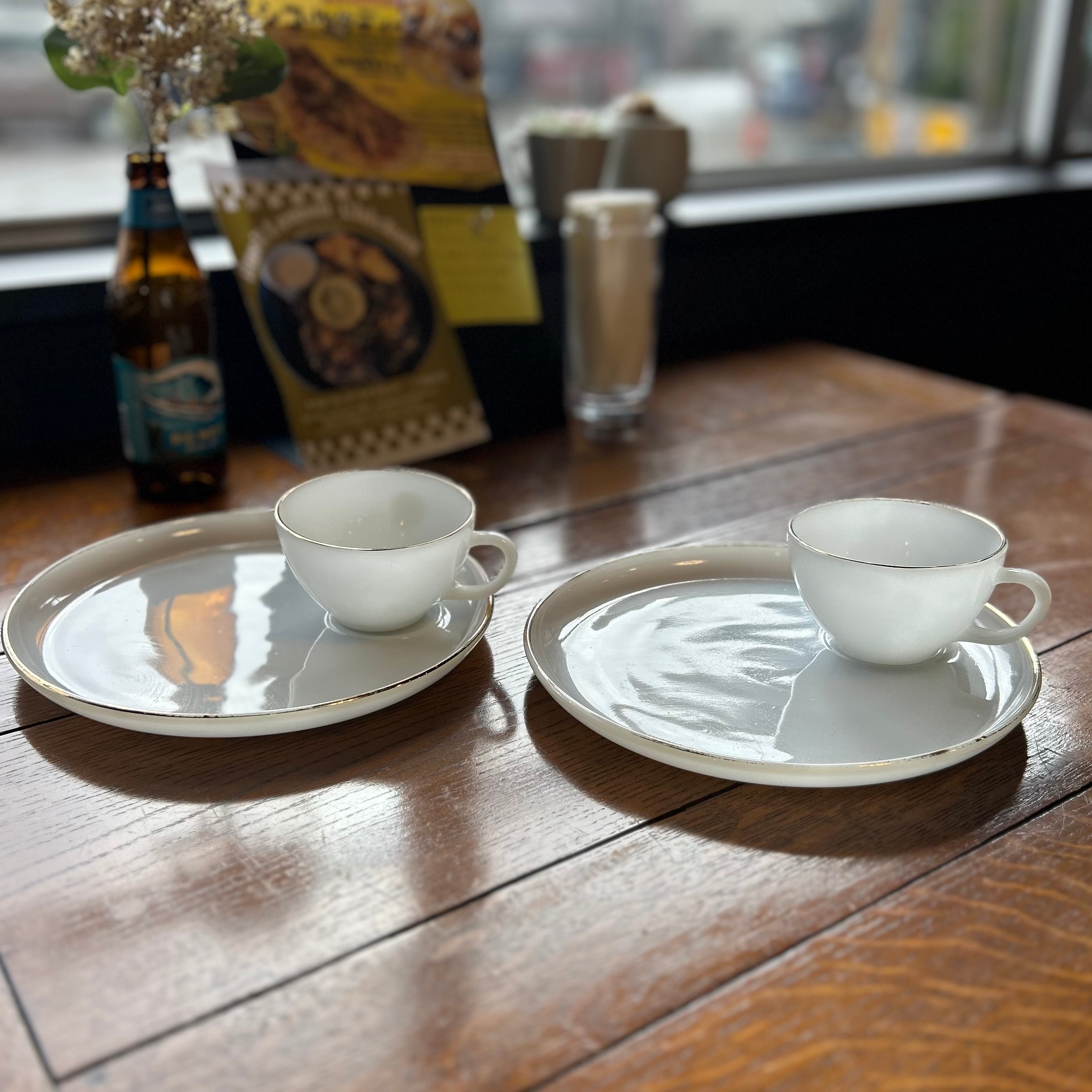 Fire-King “Pure White” Milk Glass Cup & Plate Set – Set of 2