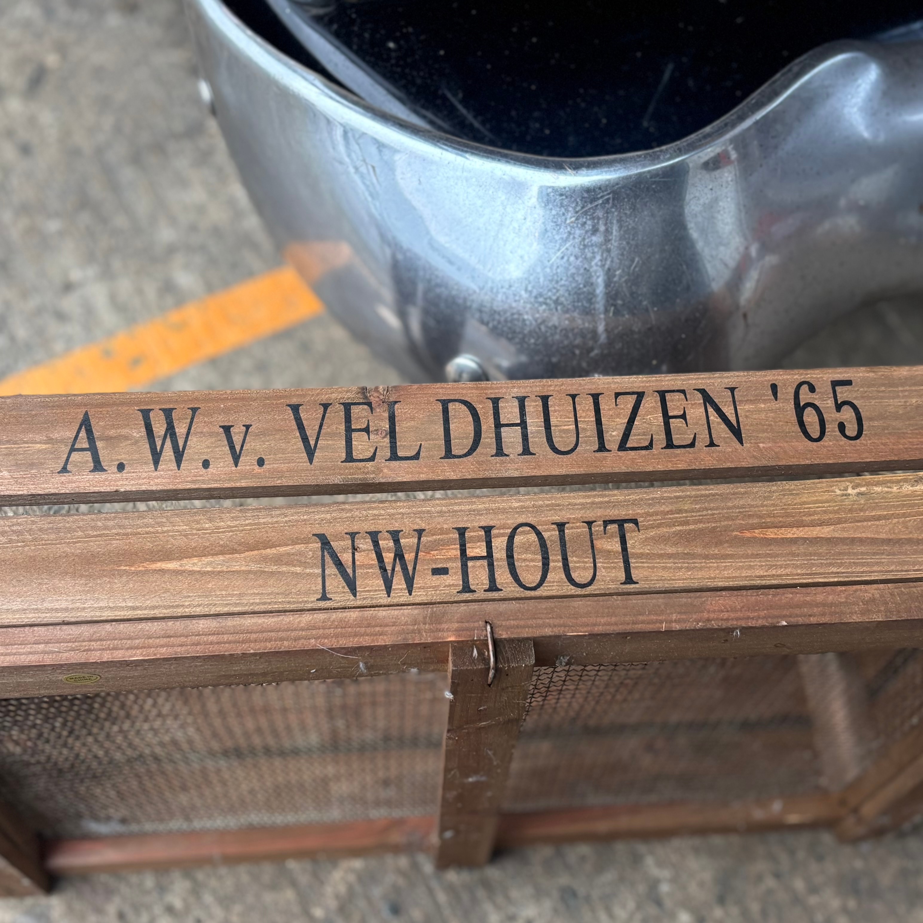 Vintage Wooden Crate with Mesh Bottom