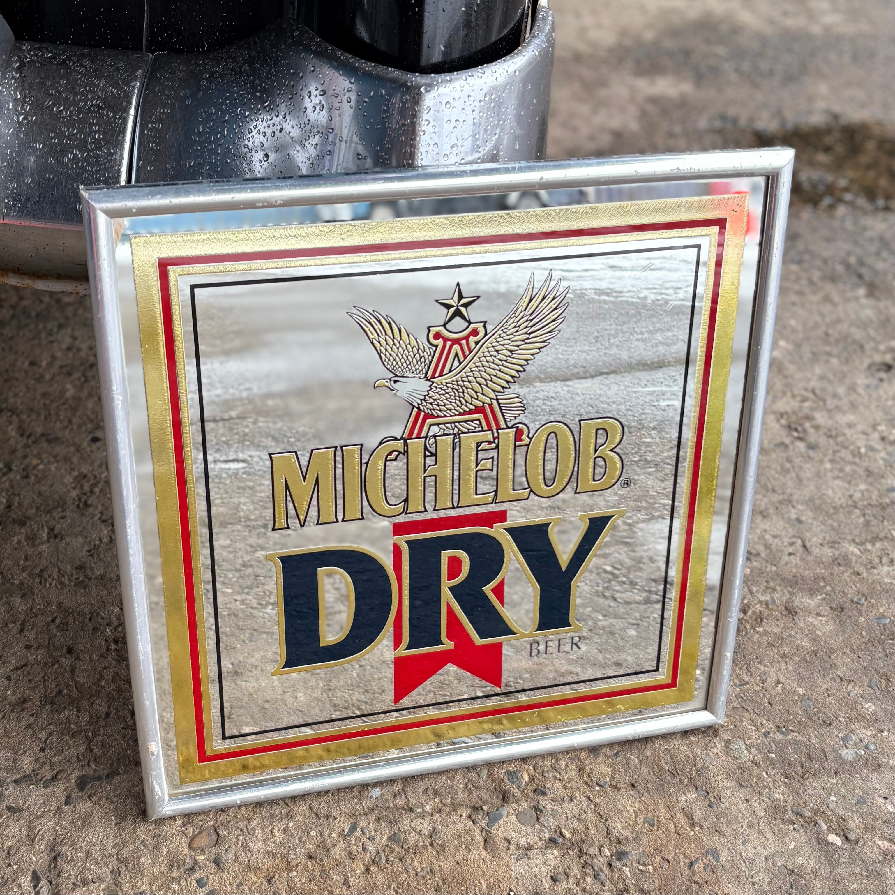 Michelob DRY パブミラー　アンティーク　アメリカン雑貨 MICHELOB DRY ビンテージパブミラー