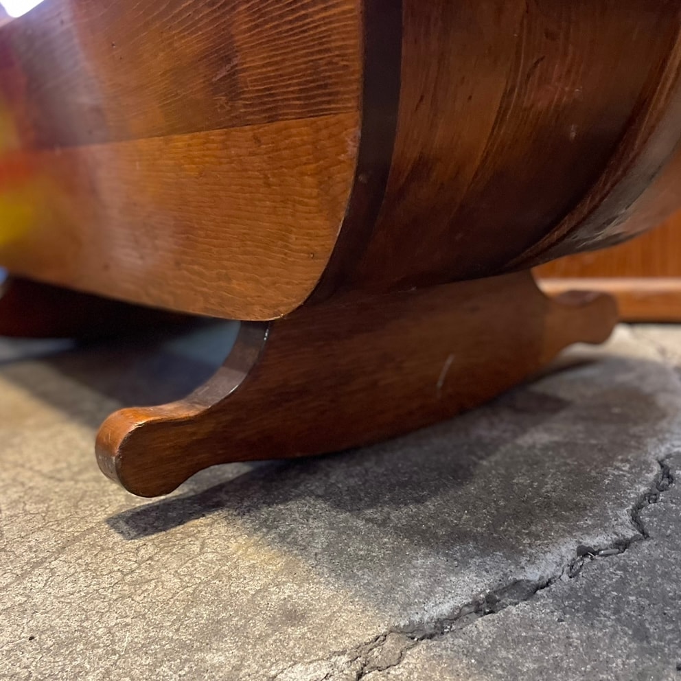 1970's カリモク ウッド レッド ファブリック モダン バスケット