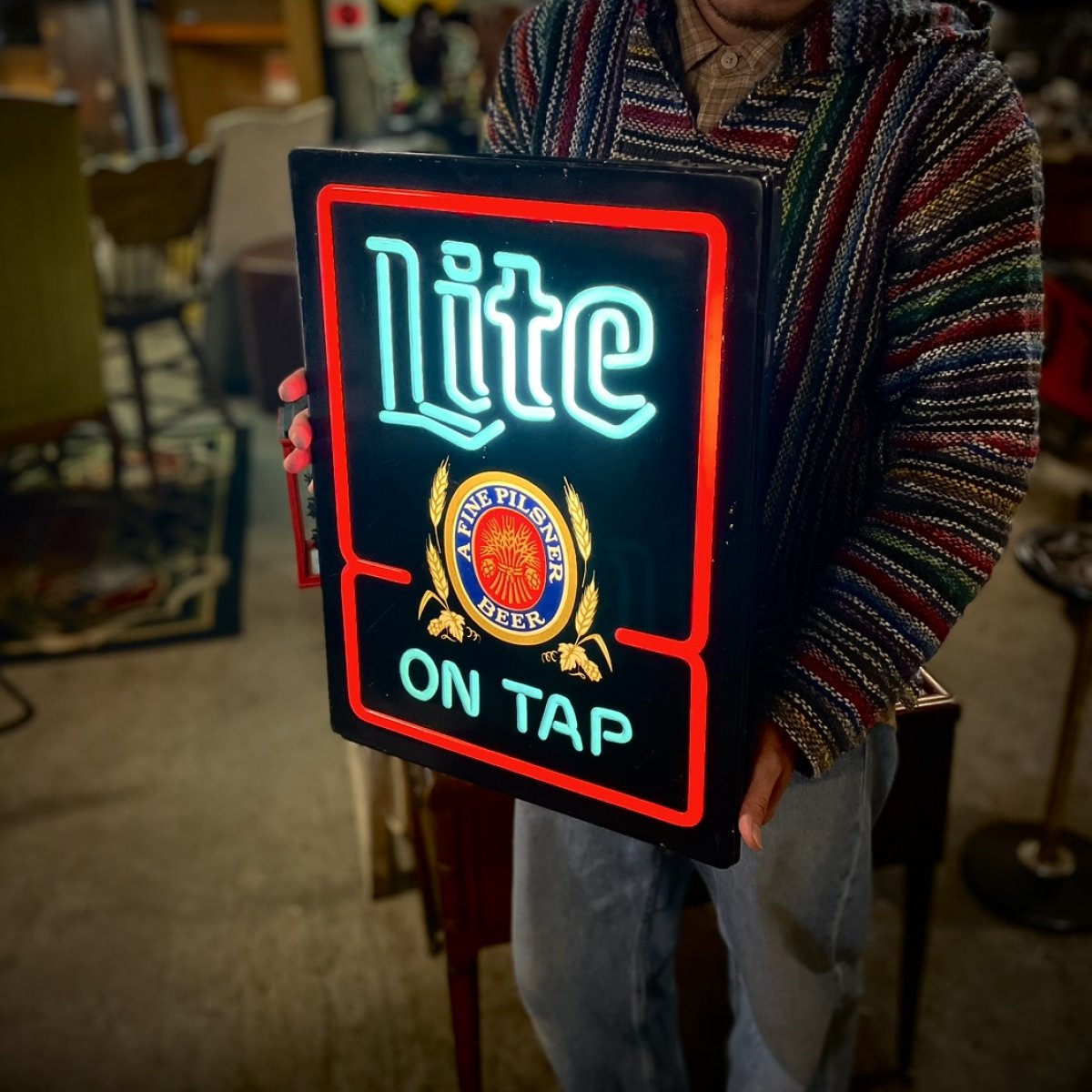 1980 Vintage Miller Lite “ON TAP” Lighted Sign Box