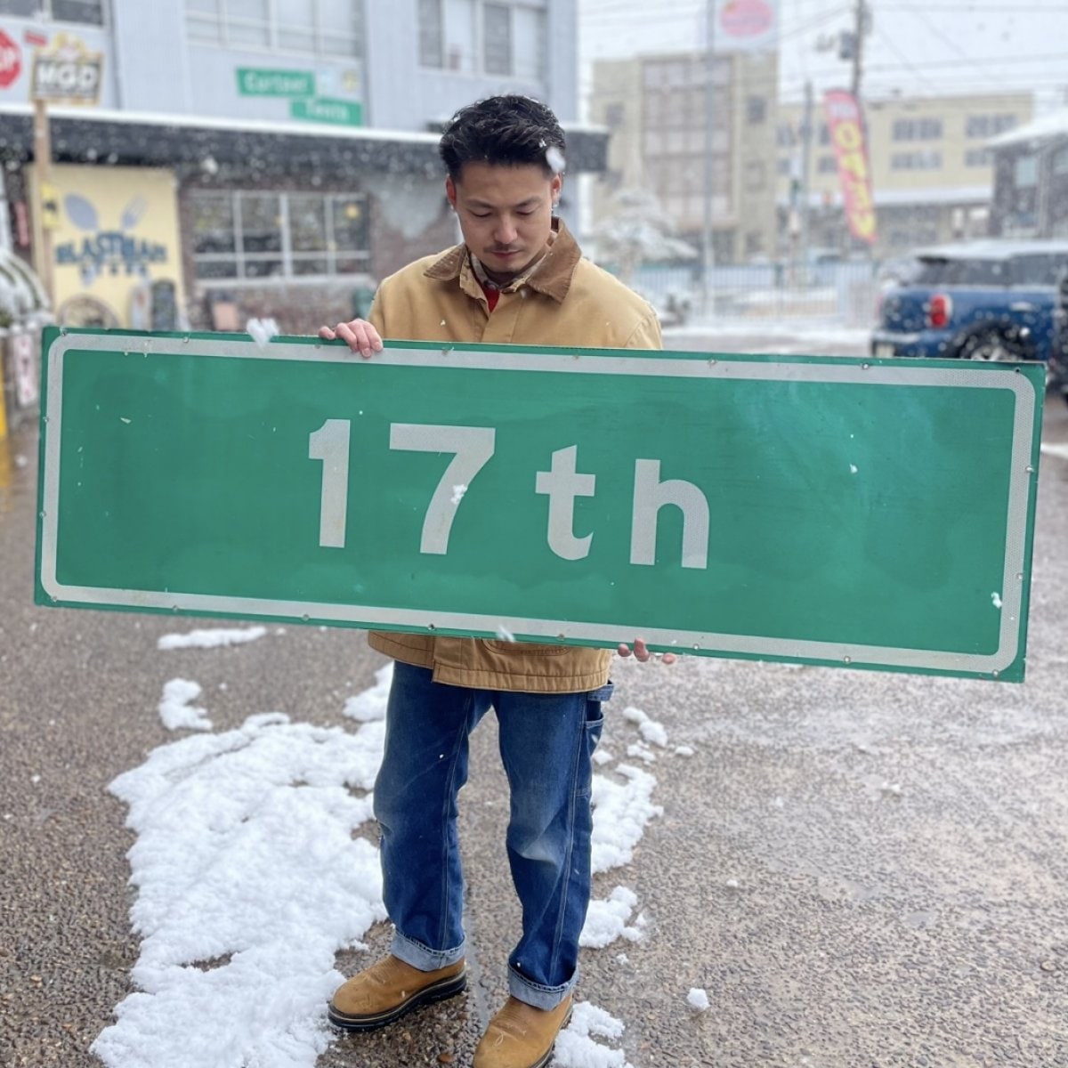 BIG Size!! Vintage U.S. Road Sign “17th”