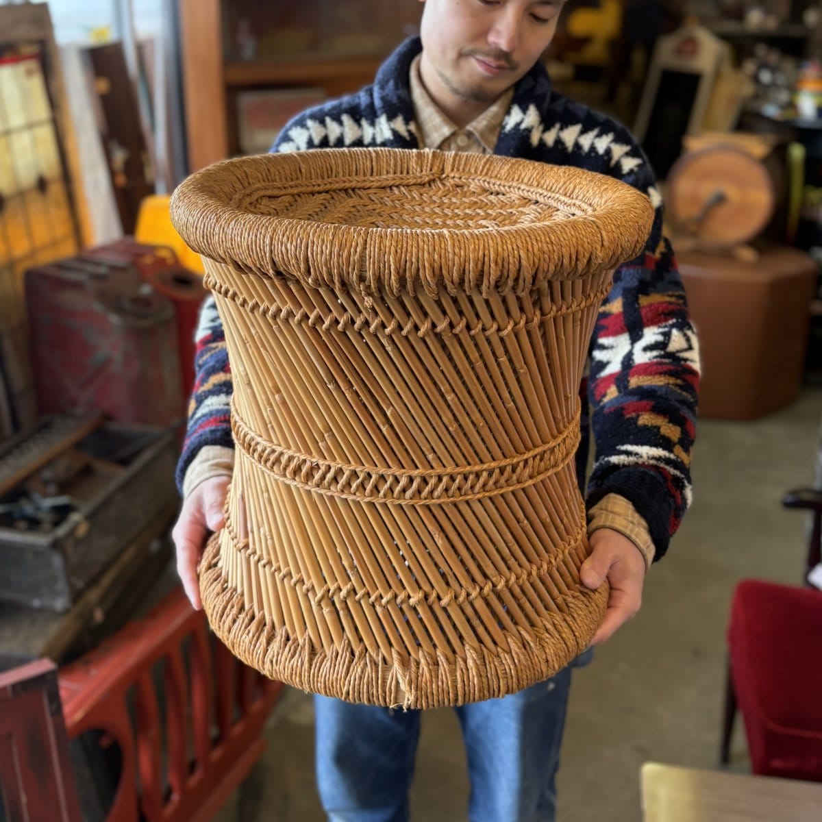 RATTAN STOOL Vintage Natural Craft