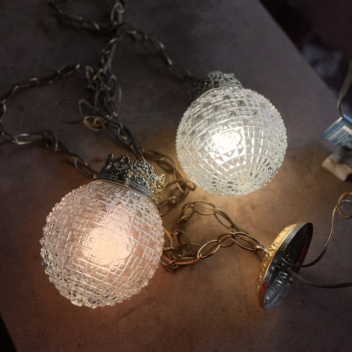 1960s-70s Vintage Double Glass Pendant Lamp