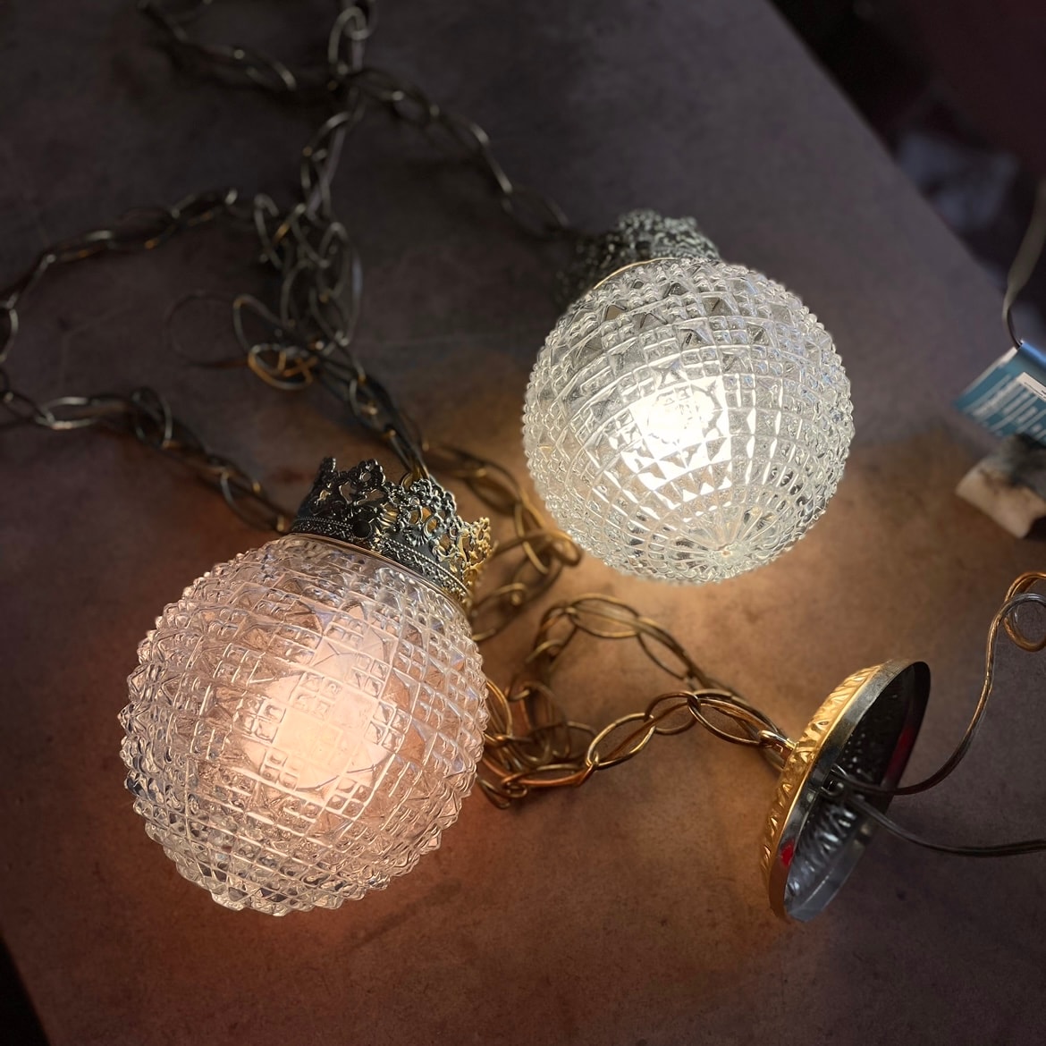 1960s-70s Vintage Double Glass Pendant Lamp
