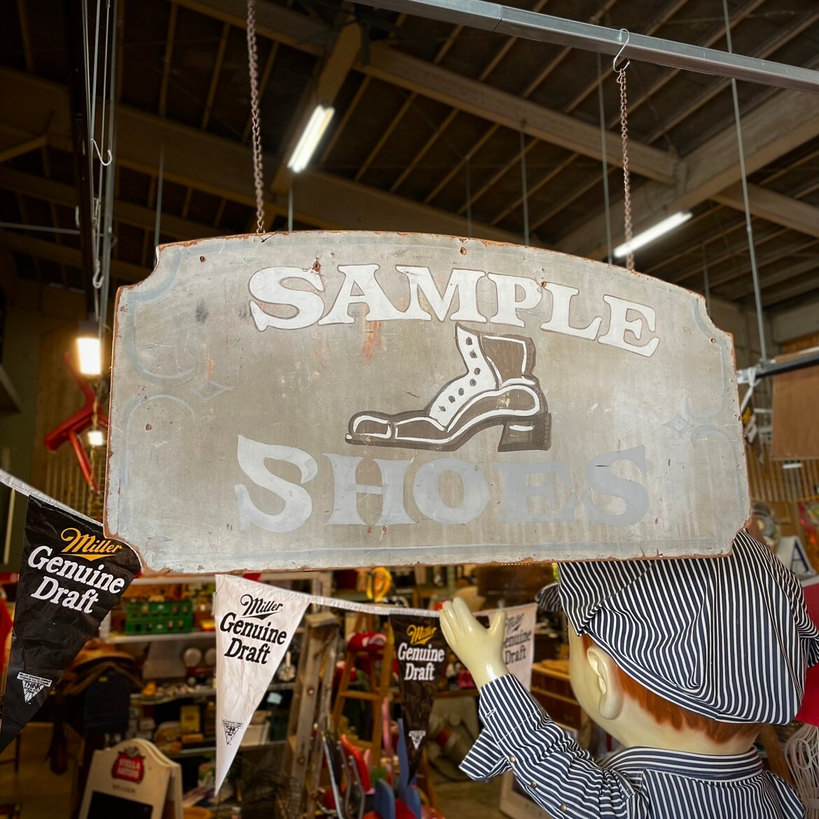 1930s-50s Vintage Wooden Shop Sign “SAMPLE SHOES”