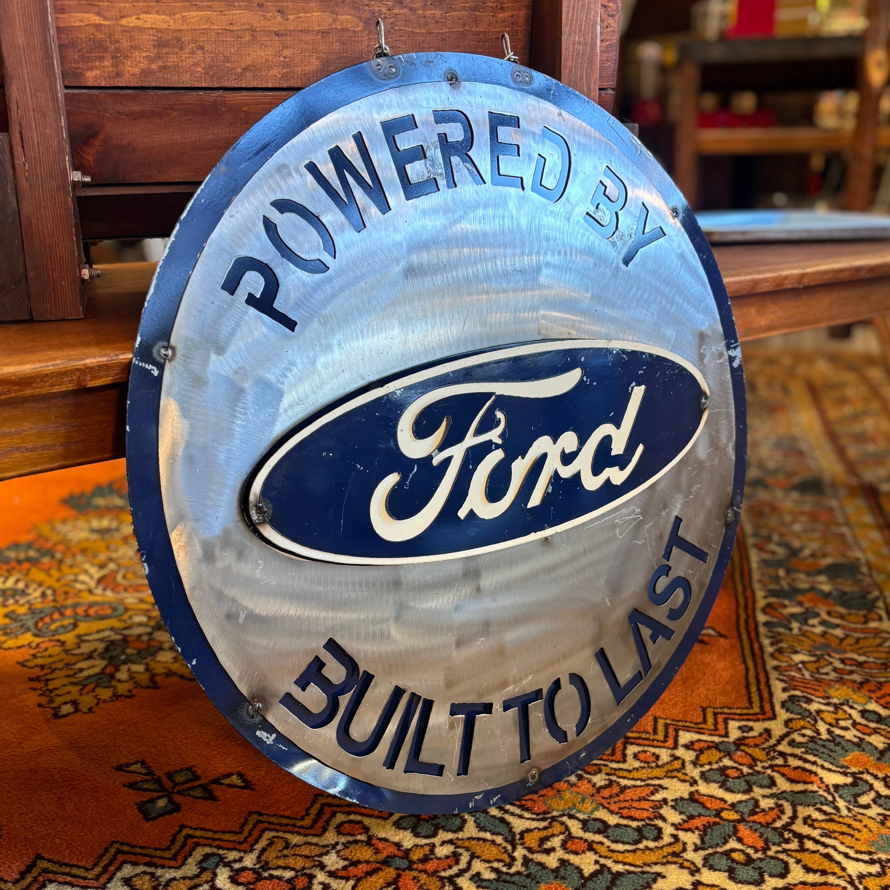 Vintage Ford “Powered by Ford – Built to Last” Hanging Sign