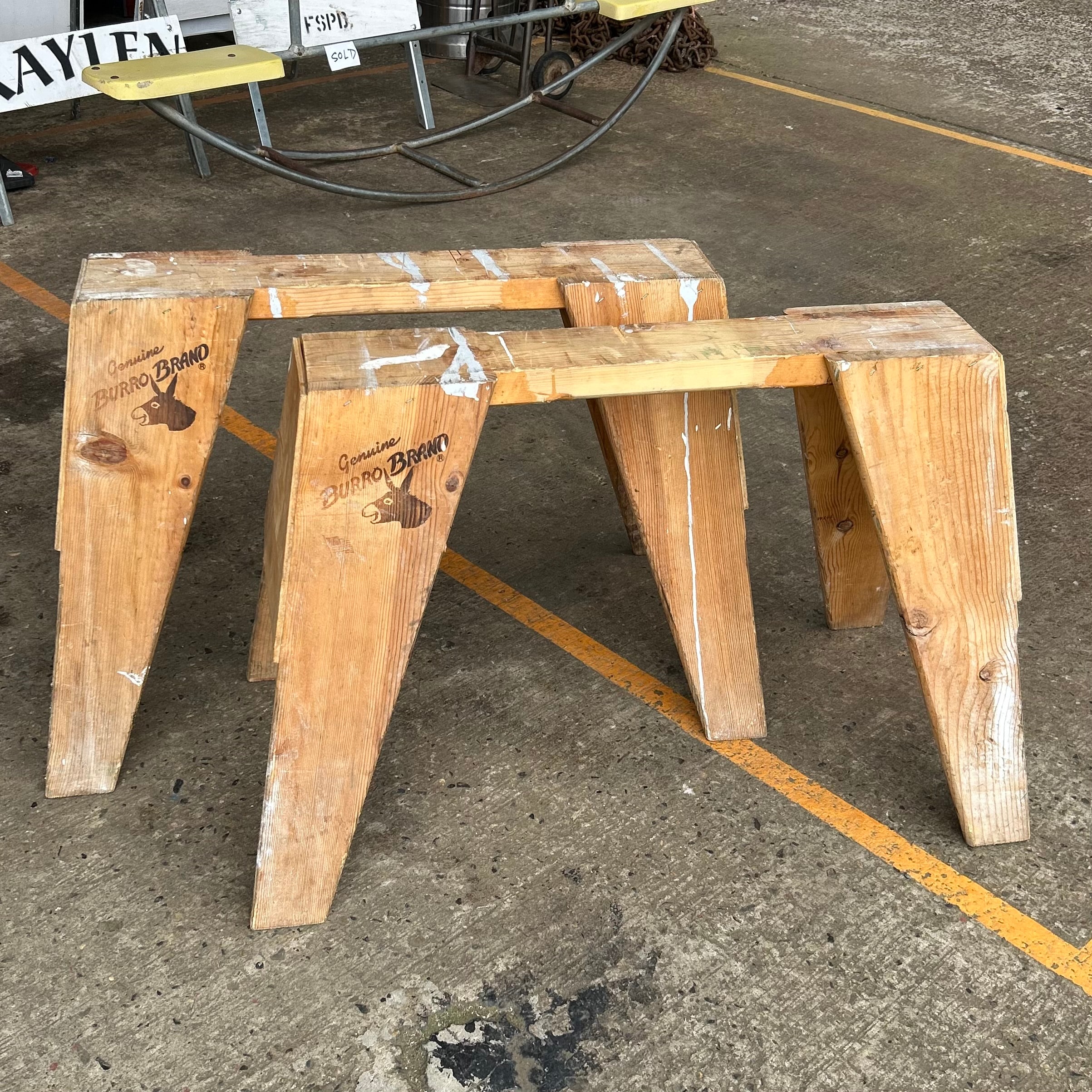BURRO BRAND” Vintage Wooden Sawhorse Stool / Display Bench