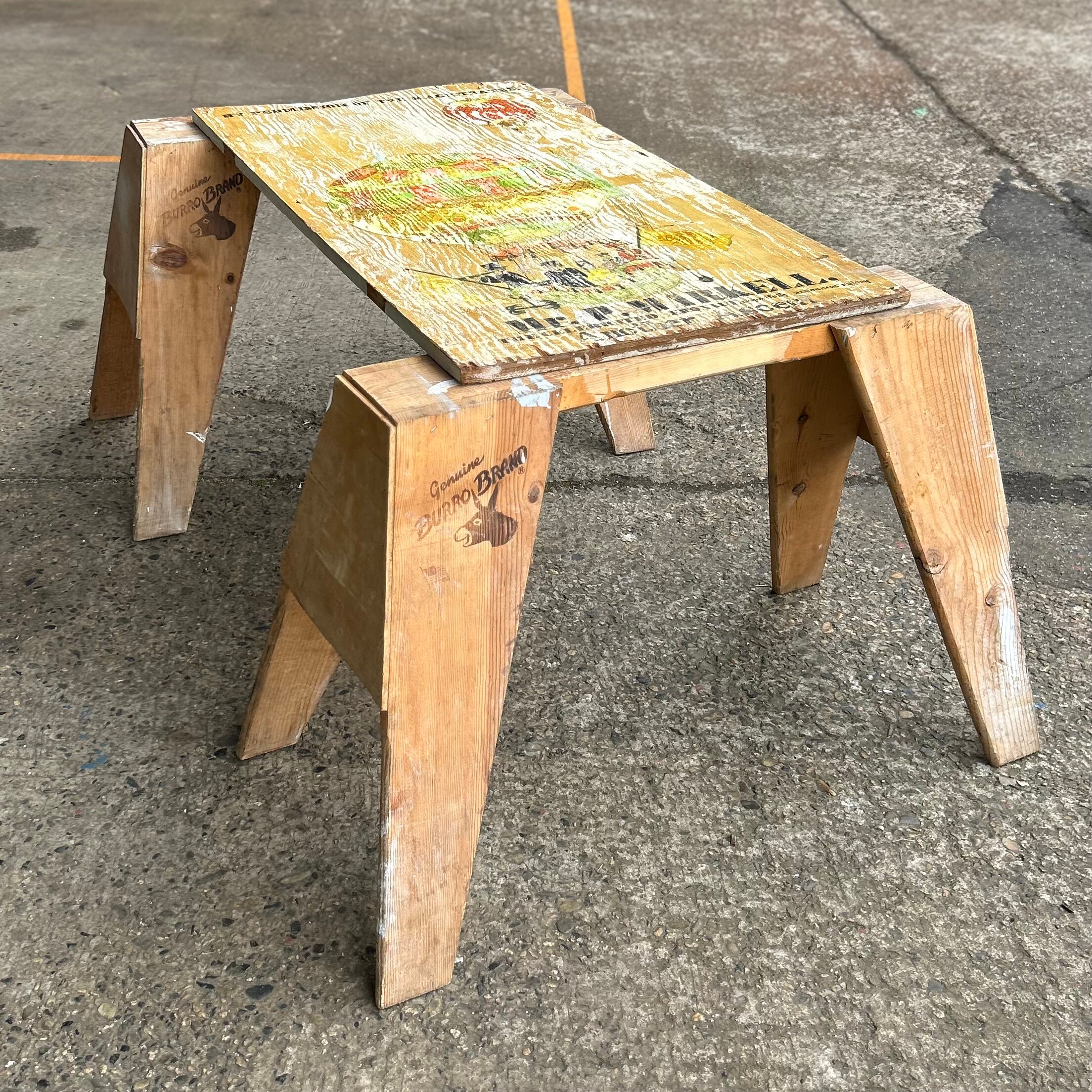 BURRO BRAND” Vintage Wooden Sawhorse Stool / Display Bench