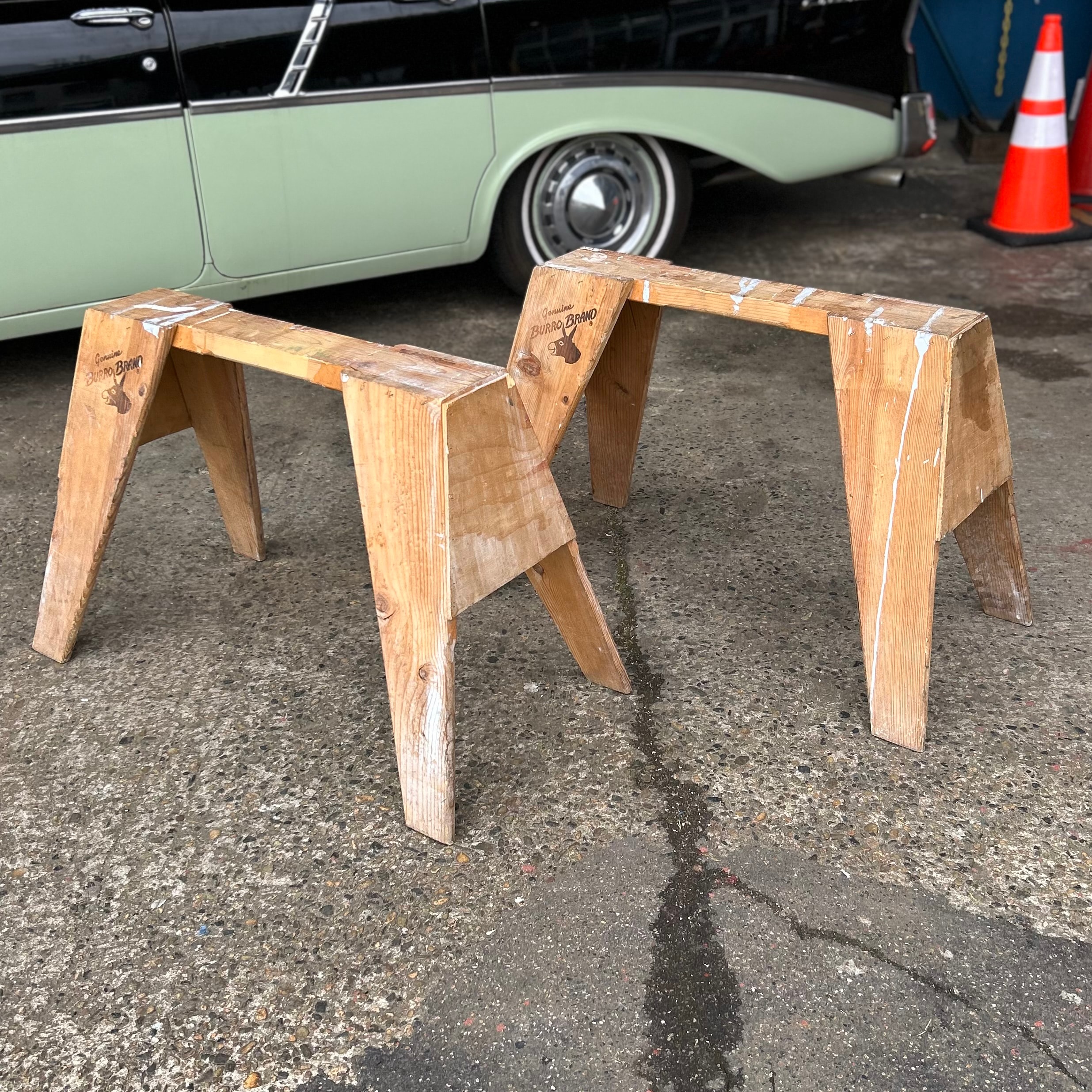 BURRO BRAND” Vintage Wooden Sawhorse Stool / Display Bench