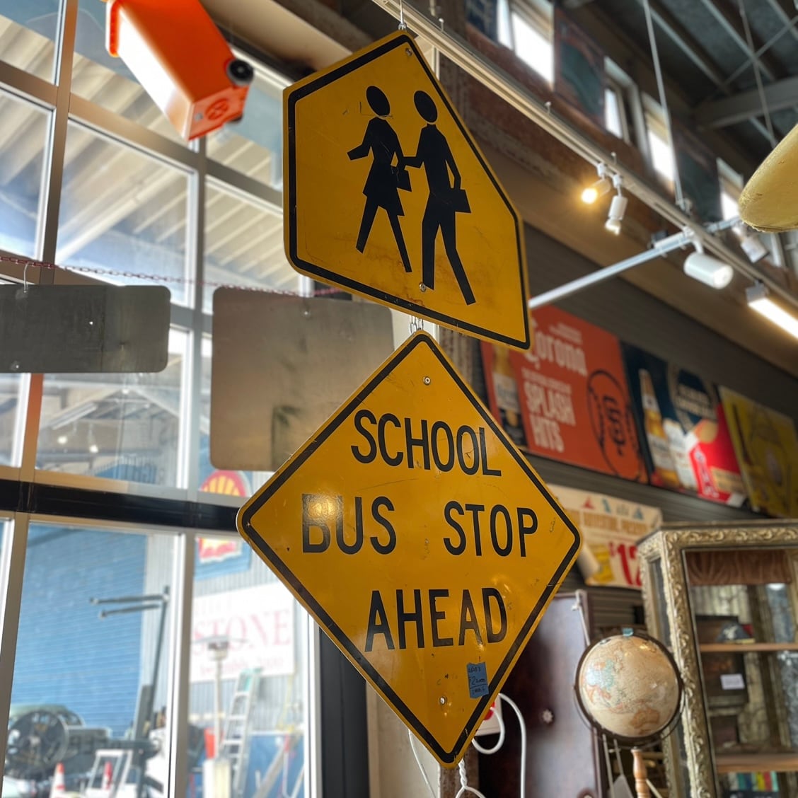 2p set) U.S Vintage Road Sign - School Crossing Sign