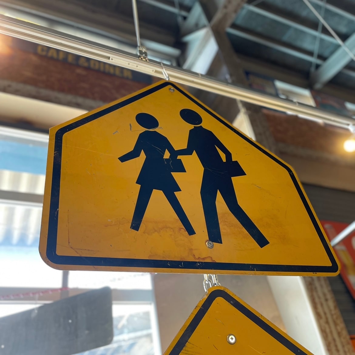 2p set) U.S Vintage Road Sign - School Crossing Sign