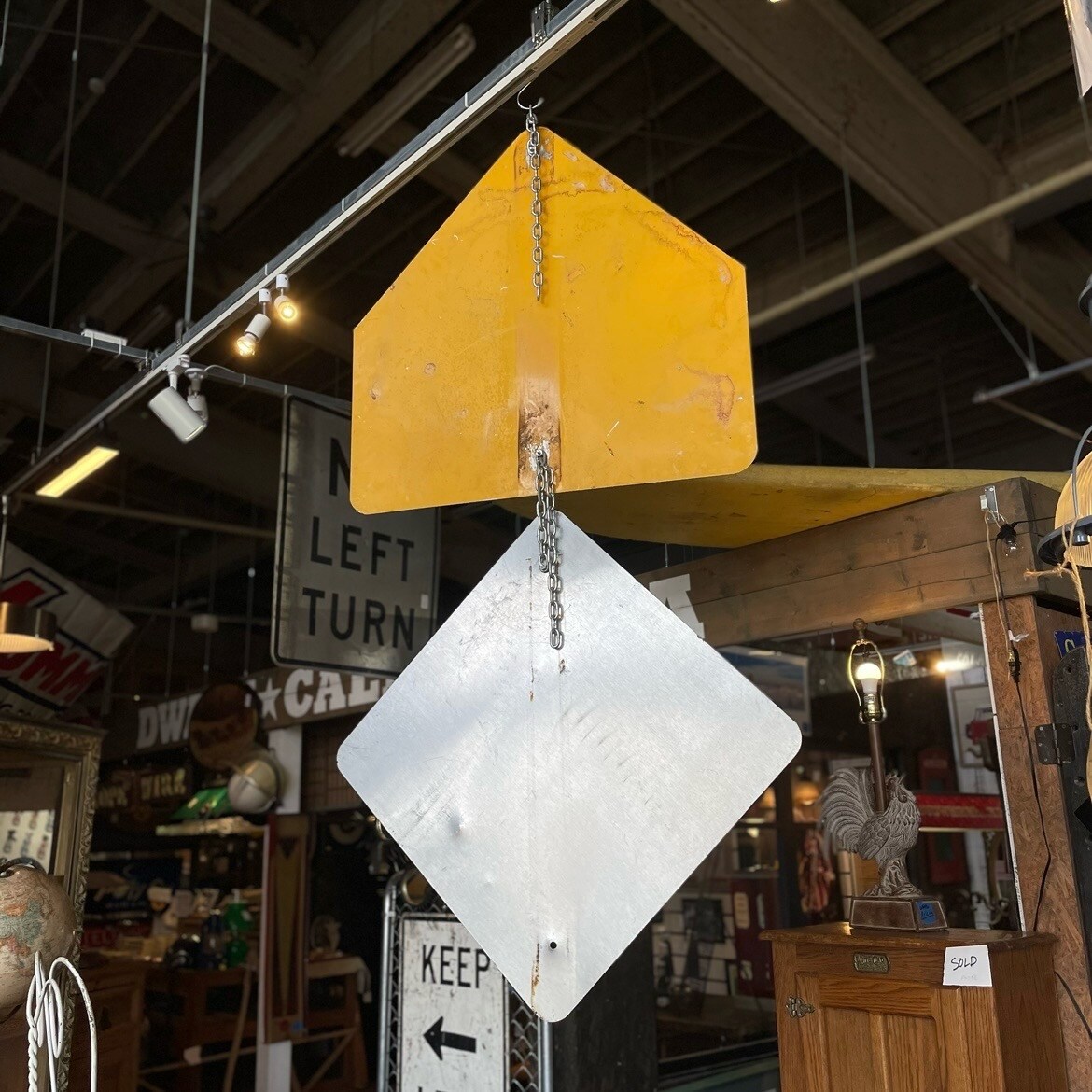 2p set) U.S Vintage Road Sign - School Crossing Sign