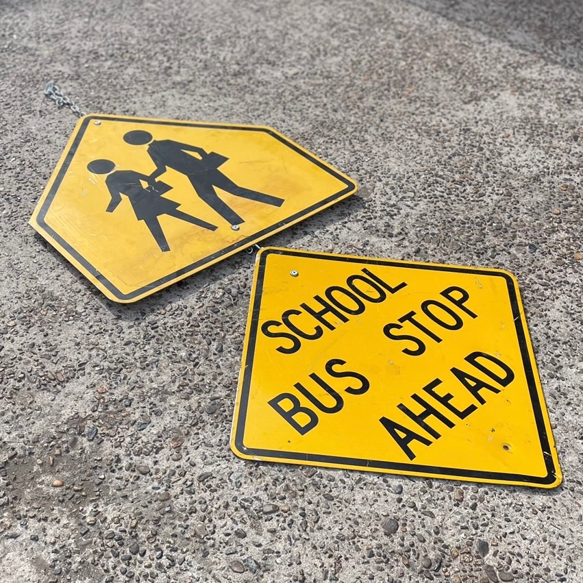 2p set) U.S Vintage Road Sign - School Crossing Sign