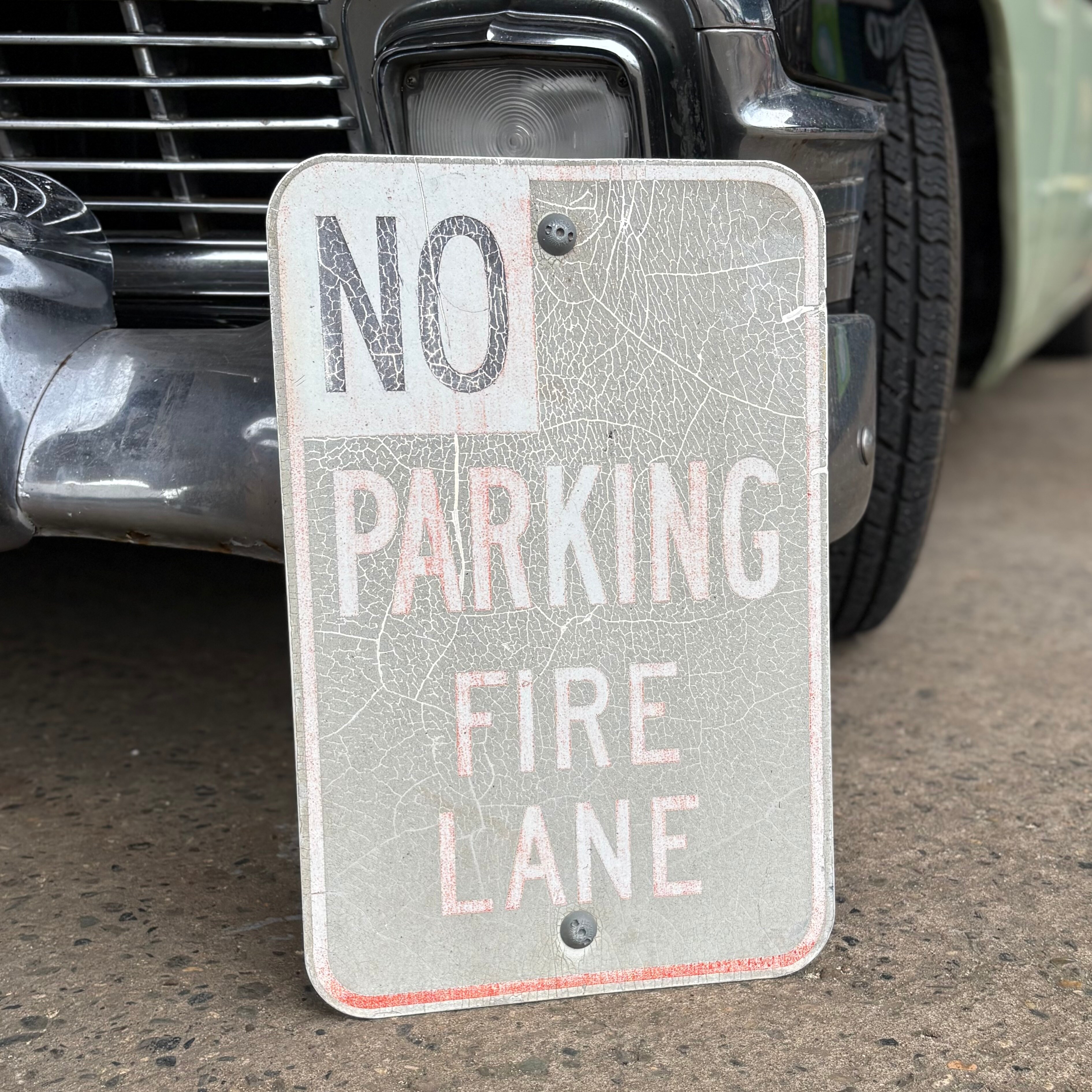 NO PARKING – FIRE LANE” Vintage Road Sign