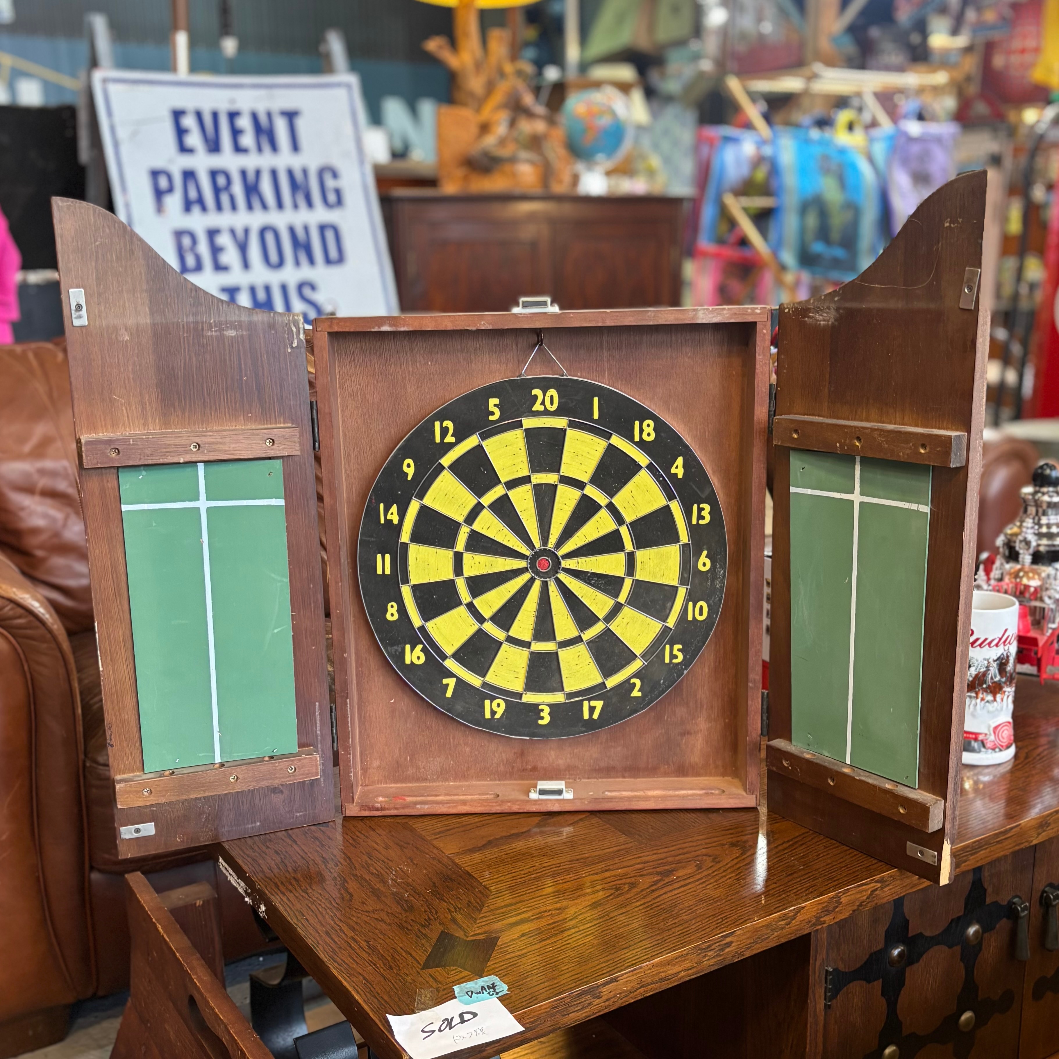 Kings Head Pub & Lodging Wooden Dartboard Cabinet