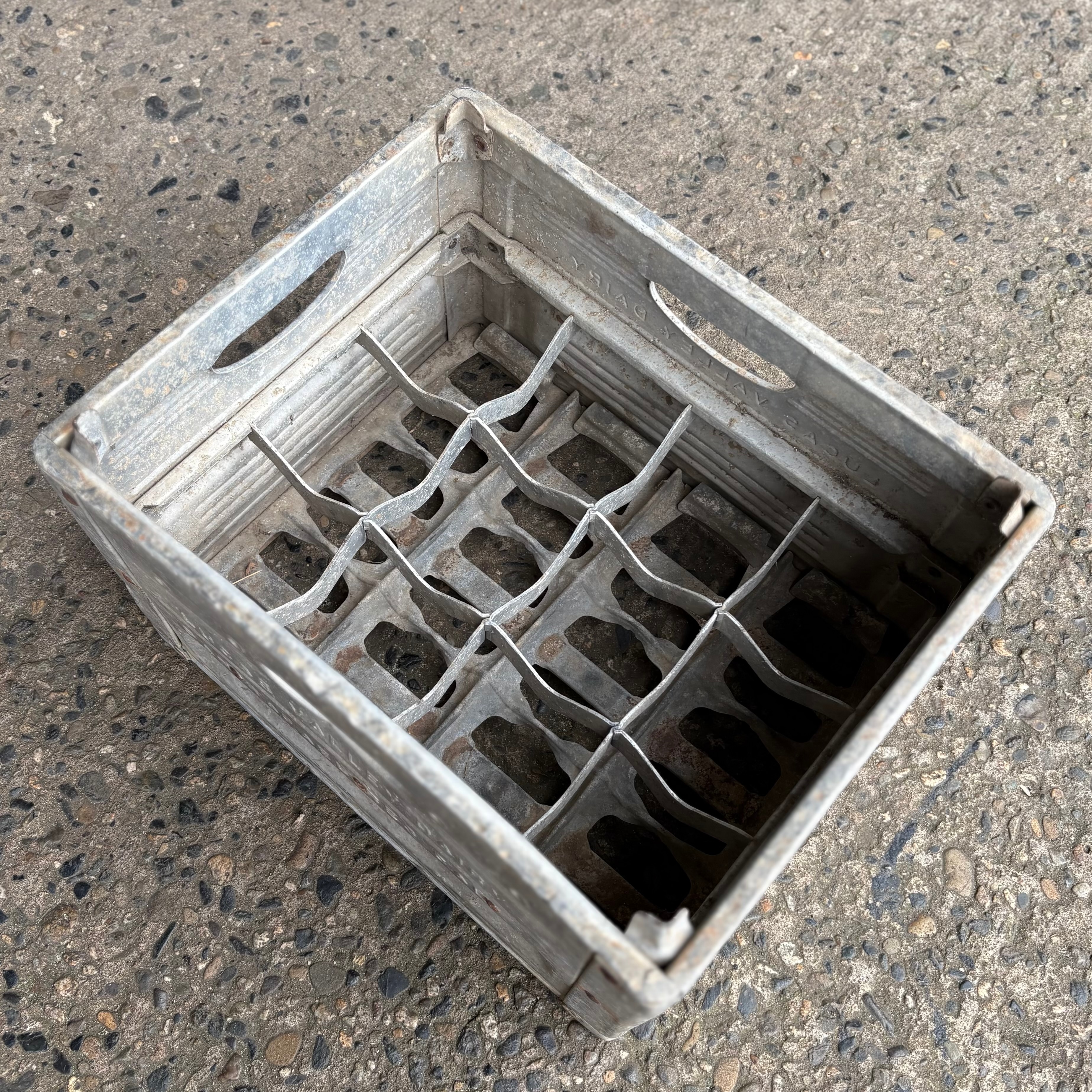 LUCAS VALLEY DAIRY” Vintage Metal Milk Crate