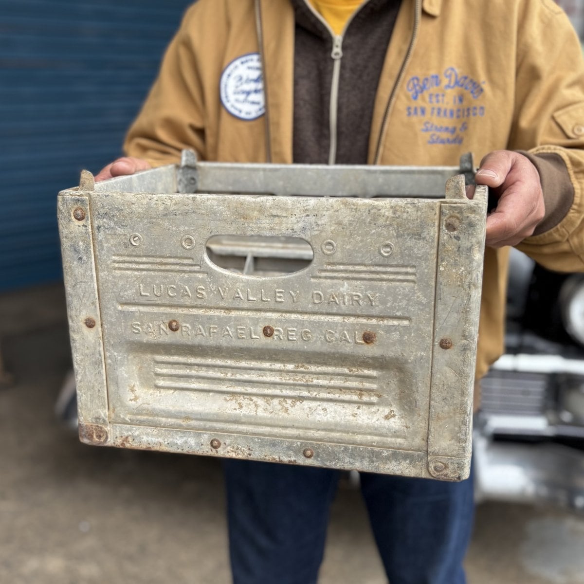 LUCAS VALLEY DAIRY” Vintage Metal Milk Crate