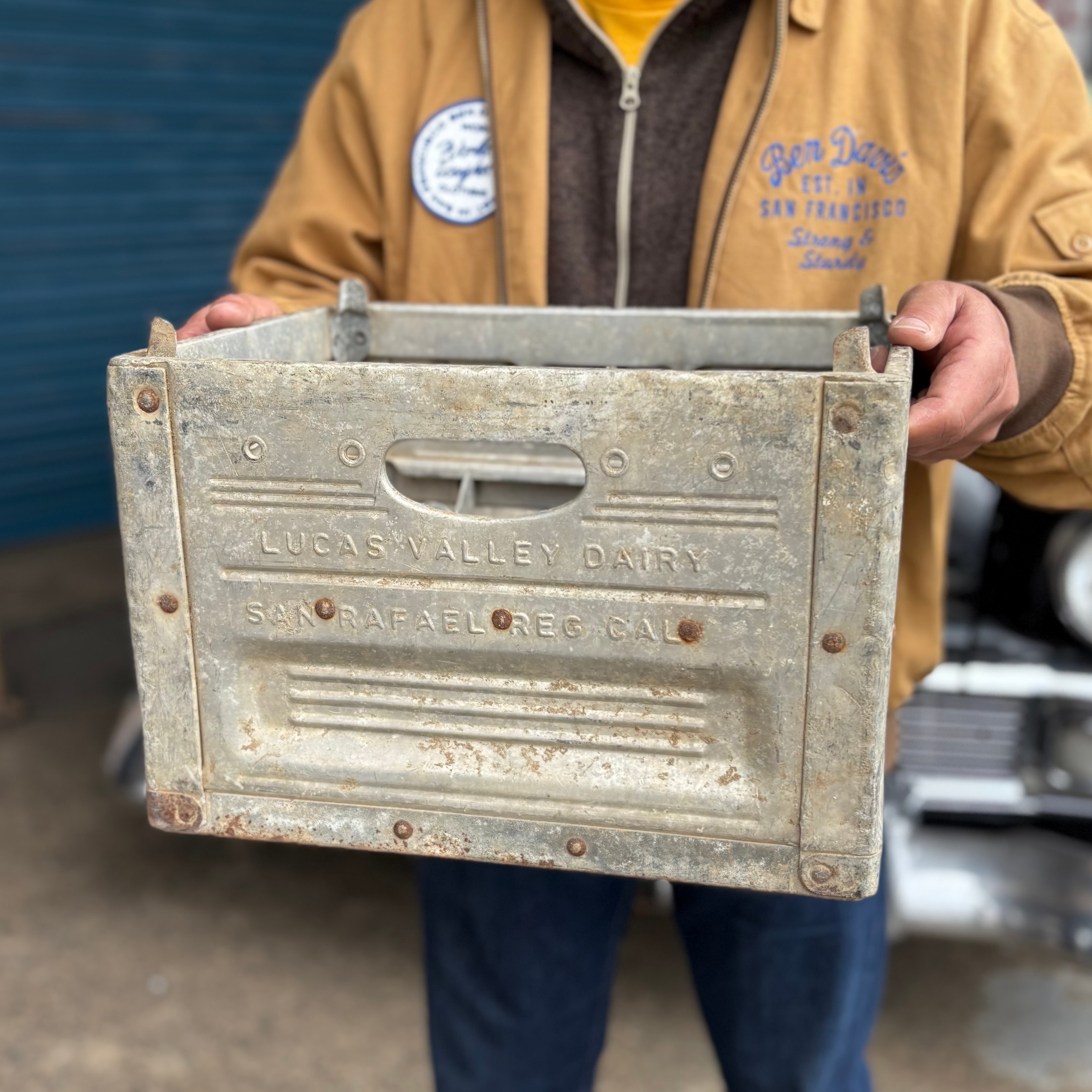 LUCAS VALLEY DAIRY” Vintage Metal Milk Crate