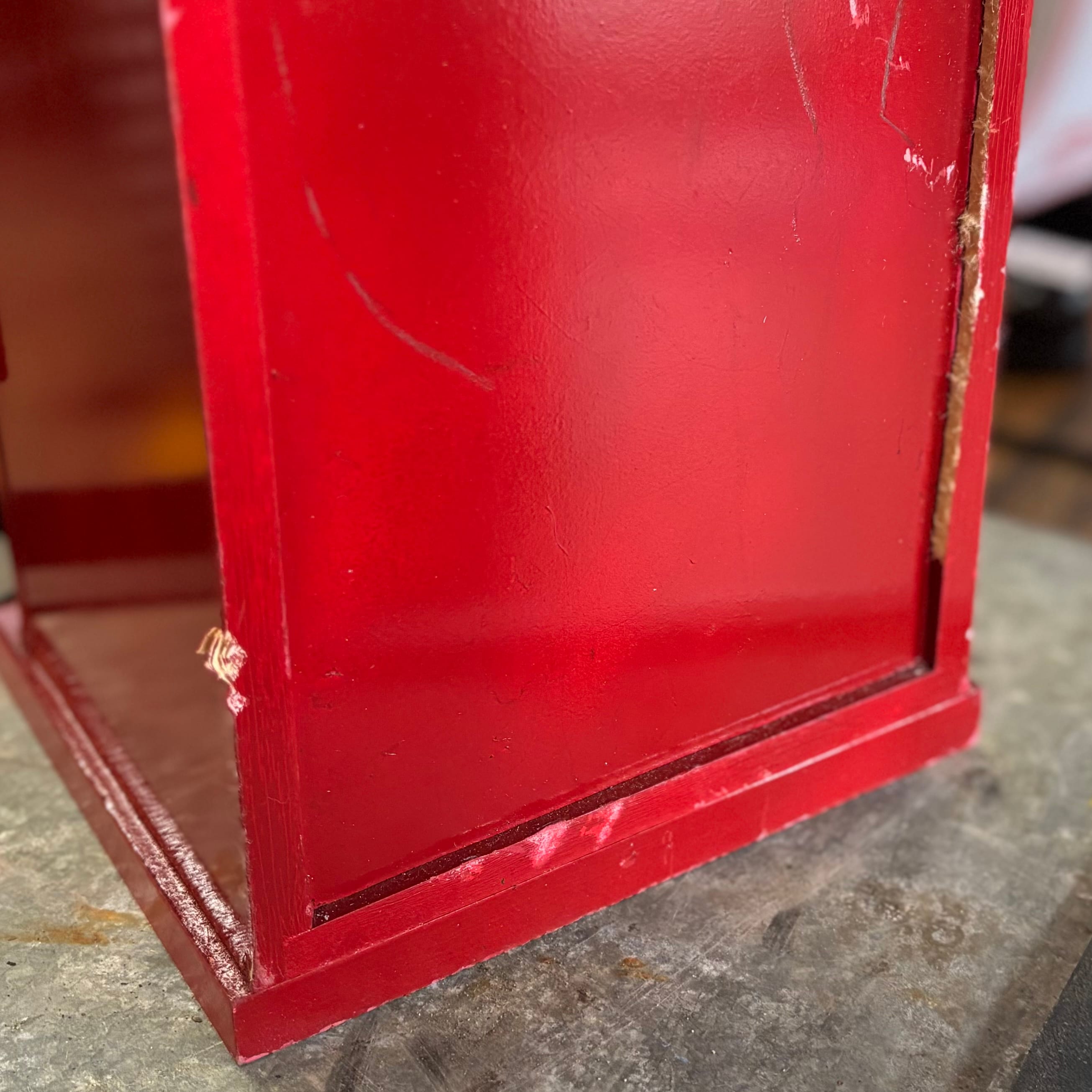 Vintage Red British Telephone Booth Wooden Shelf