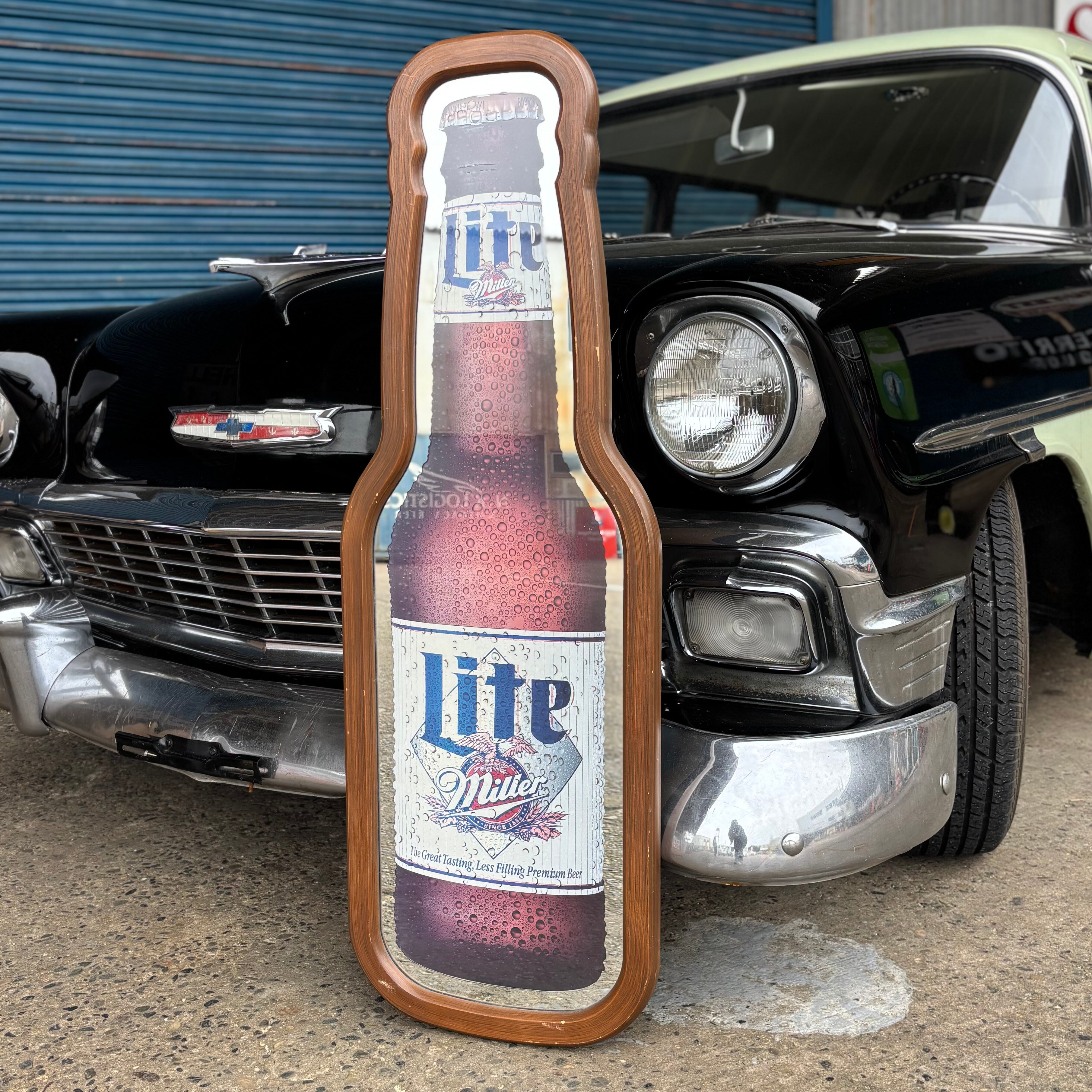 Vintage Miller Lite Beer Bottle Shaped Pub Mirror