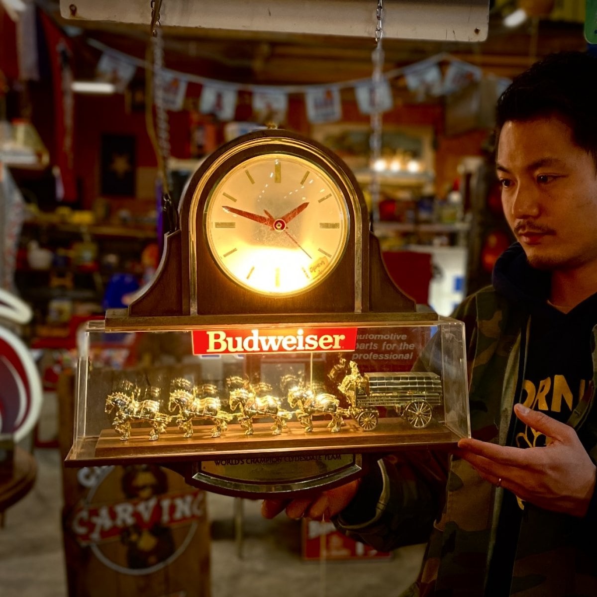 1970s–80s Budweiser Lighted Clock Sign