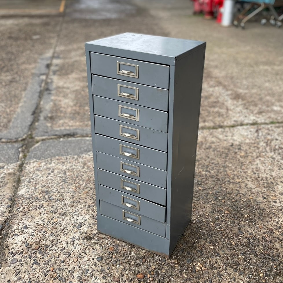 1960s-70s Vintage Metal Drawer Cabinet