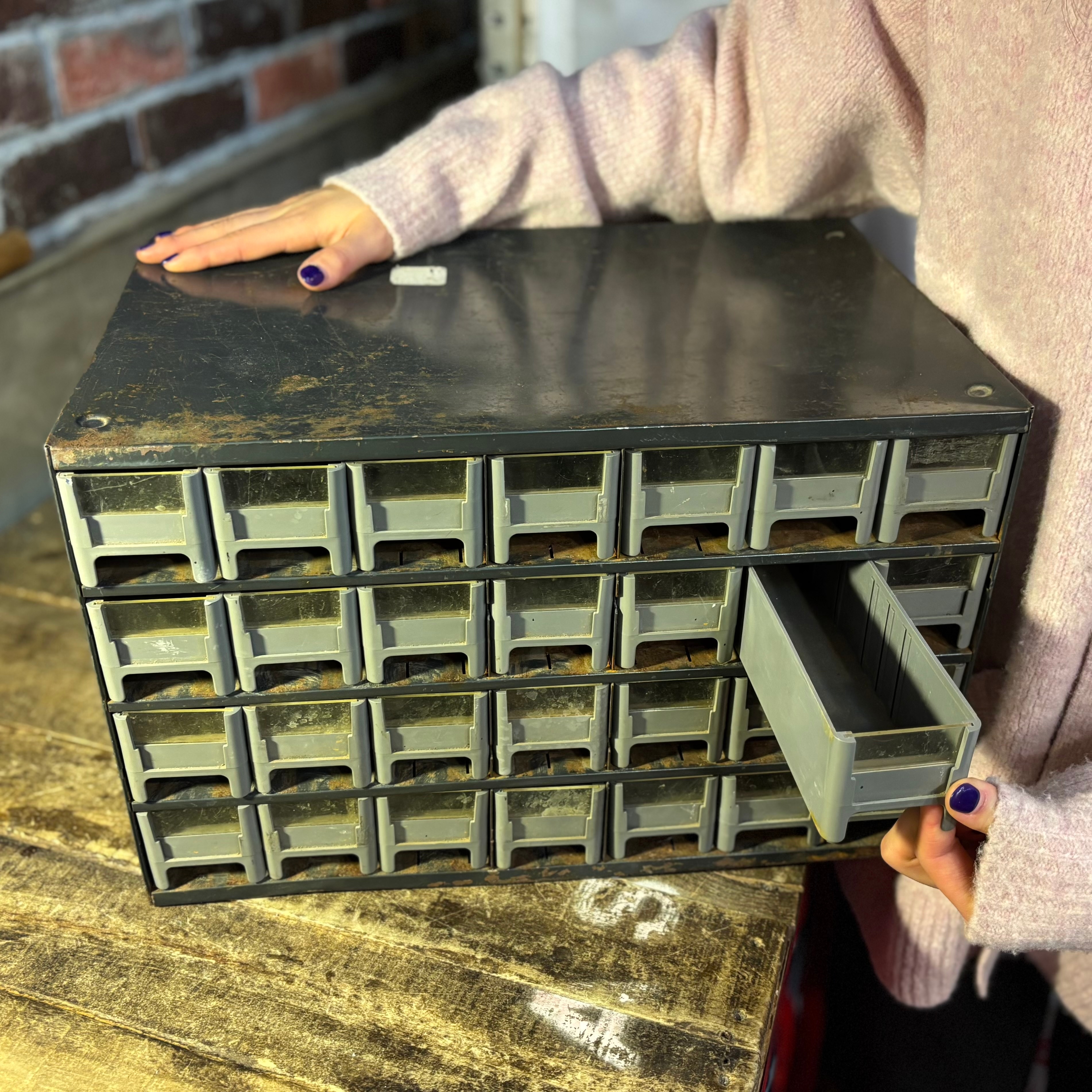 Vintage Industrial Small Parts Drawer Cabinet