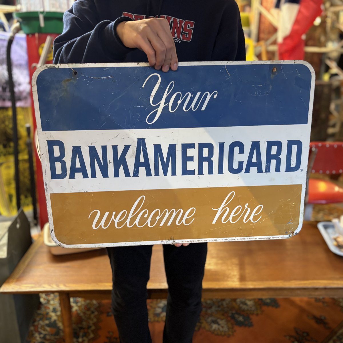 Double-Sided Enamel “Your BankAmericard Welcome Here” Sign