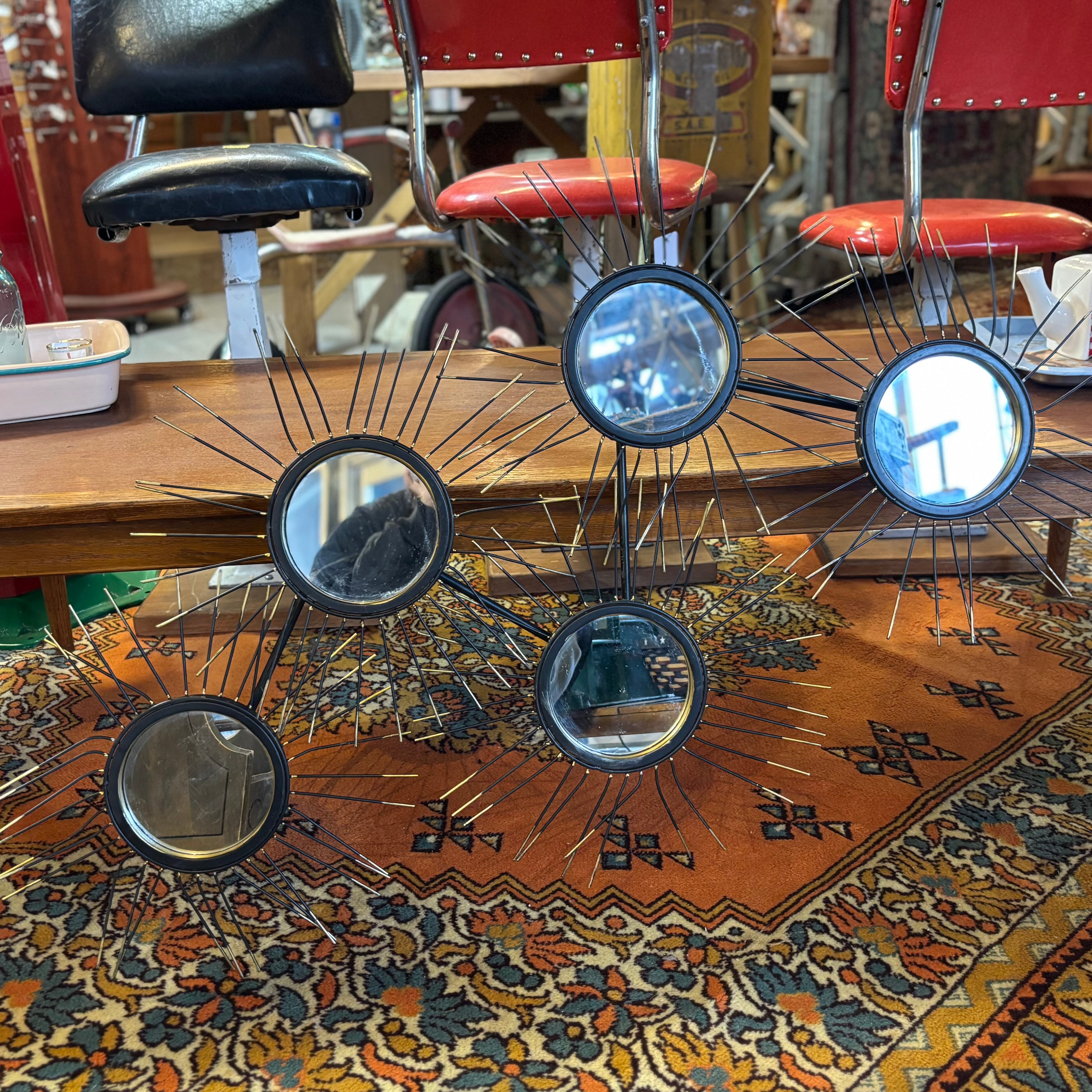 Mid-Century Style Starburst Mirror Wall Object