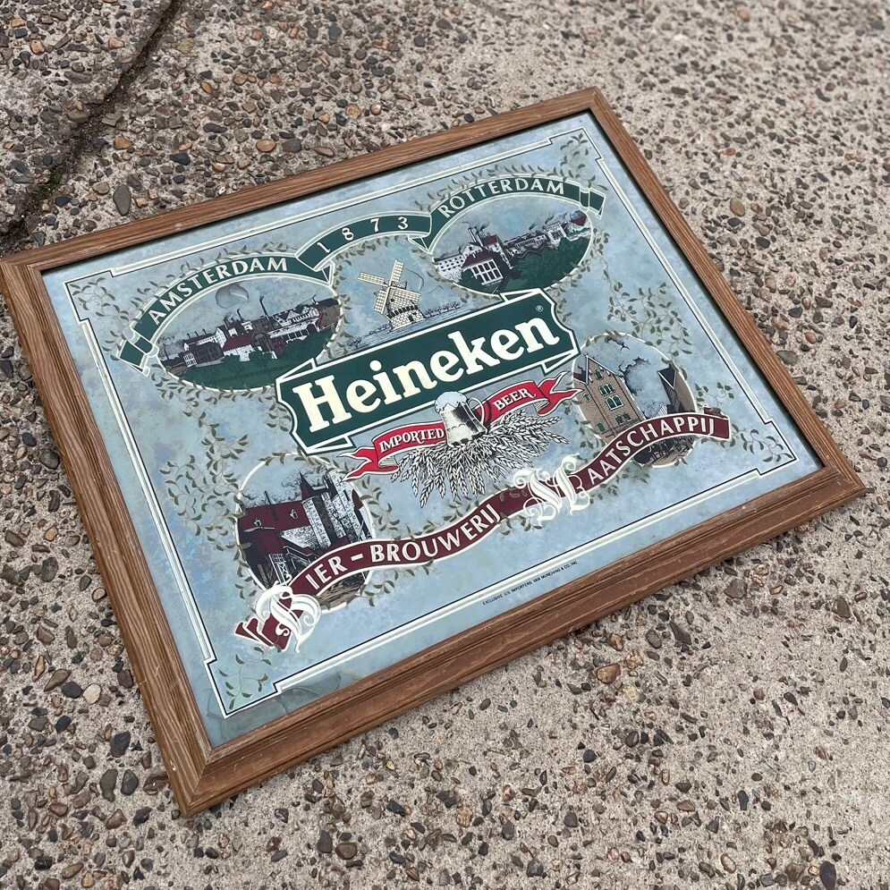 BIG Size!! 1992 Heineken Vintage Pub Mirror