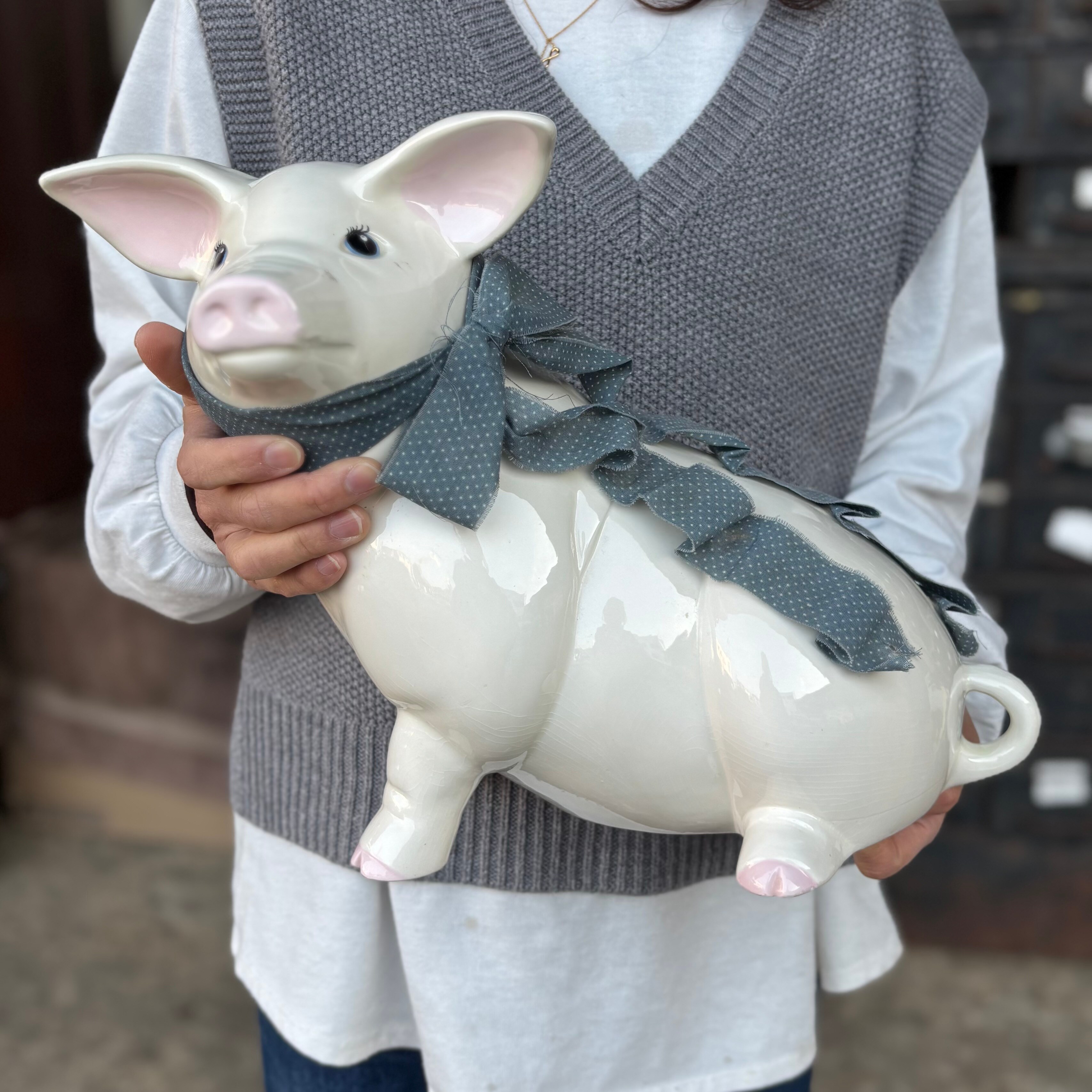 ビンテージ ブタ イノシシ 木彫り 置物 インテリア 工芸品 美術品