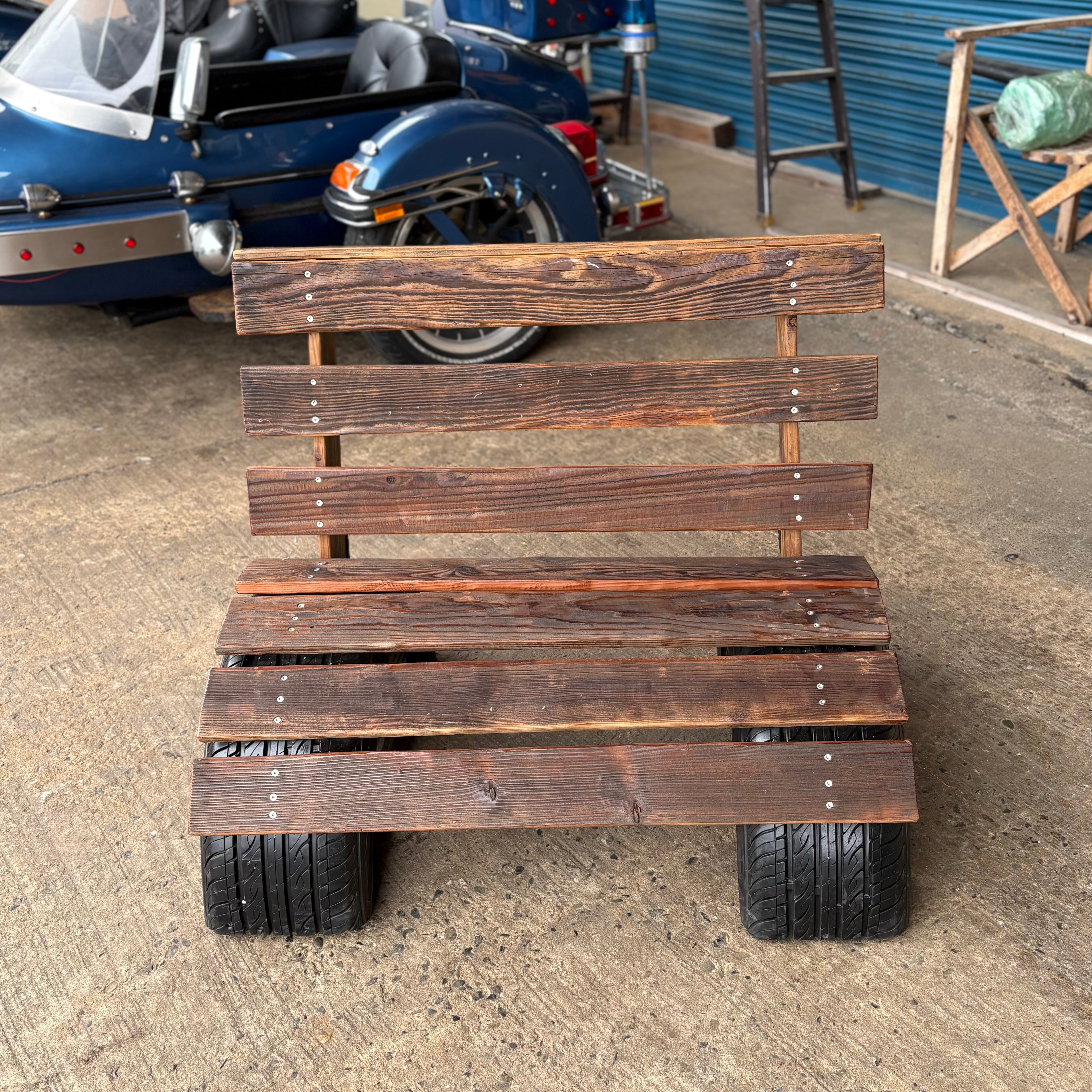 Vintage Burnt Wood Industrial Chair